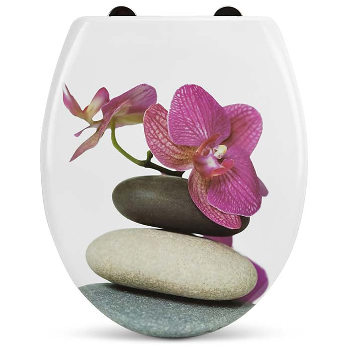 Duroplast toilet seat with soft-close mechanism "Pink Orchids"