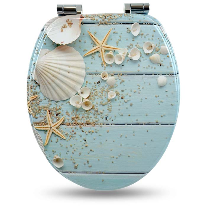 Wooden Toilet Seat with Soft-Close "Caribbean Blue"