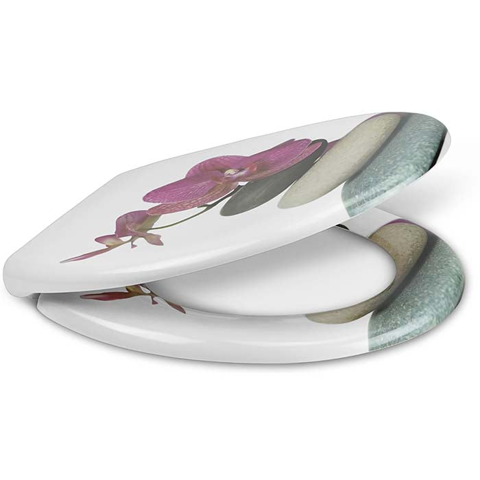 Duroplast toilet seat with soft-close mechanism "Pink Orchids"