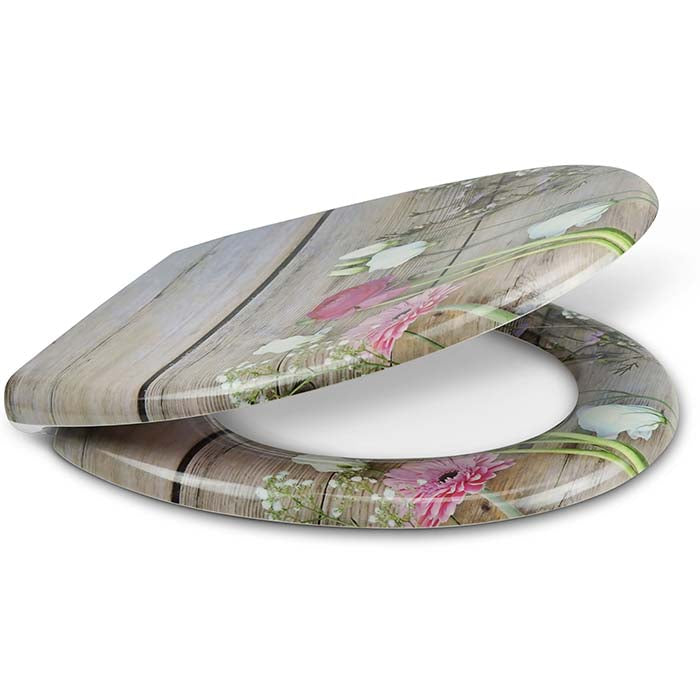 Thermoset Toilet Seat with Soft-Close "Alm Flowers"