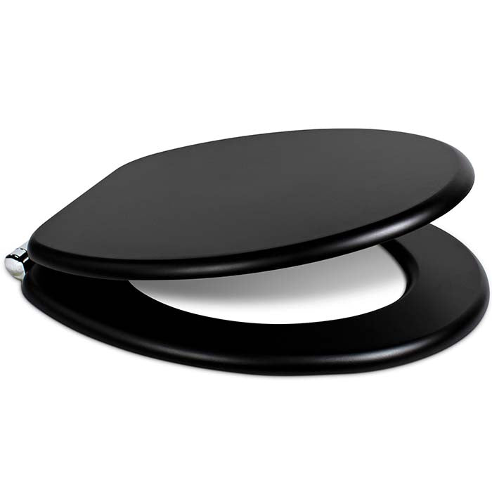 Schwarzer Holz Toilettendeckel mit Absenkautomatik seitlich offen