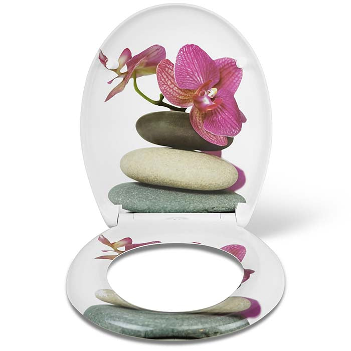 Duroplast toilet seat with soft-close mechanism "Pink Orchids"