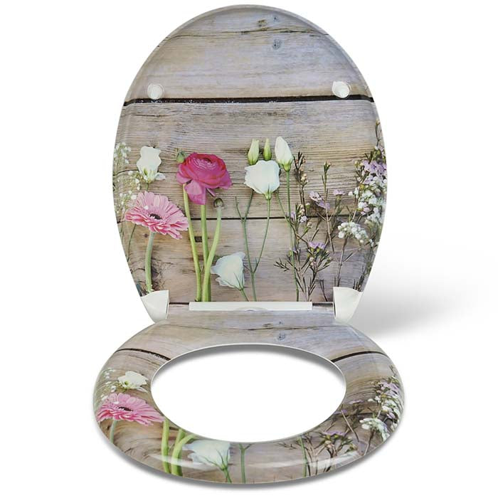 Thermoset Toilet Seat with Soft-Close "Alm Flowers"