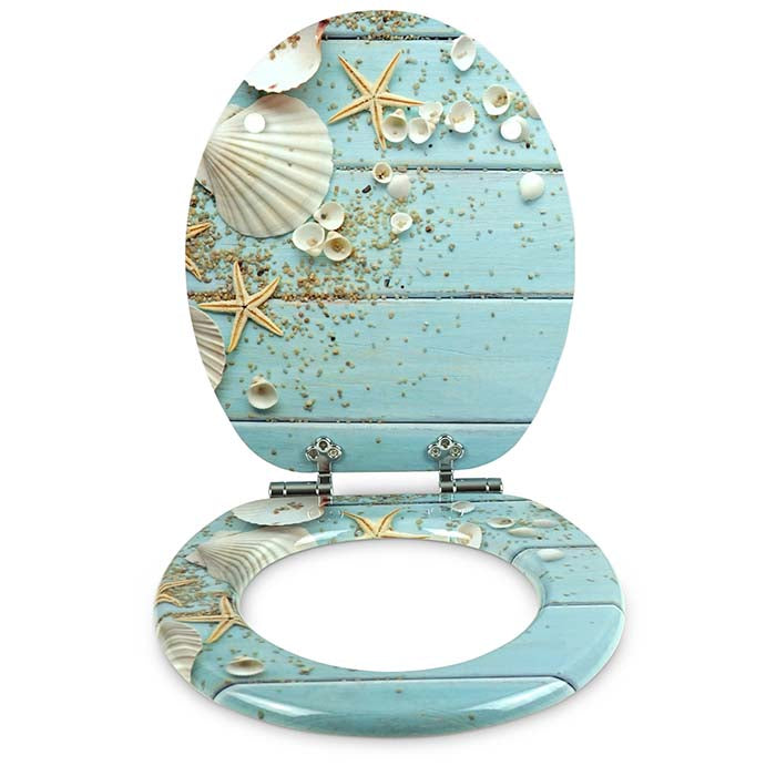 Wooden Toilet Seat with Soft-Close "Caribbean Blue"