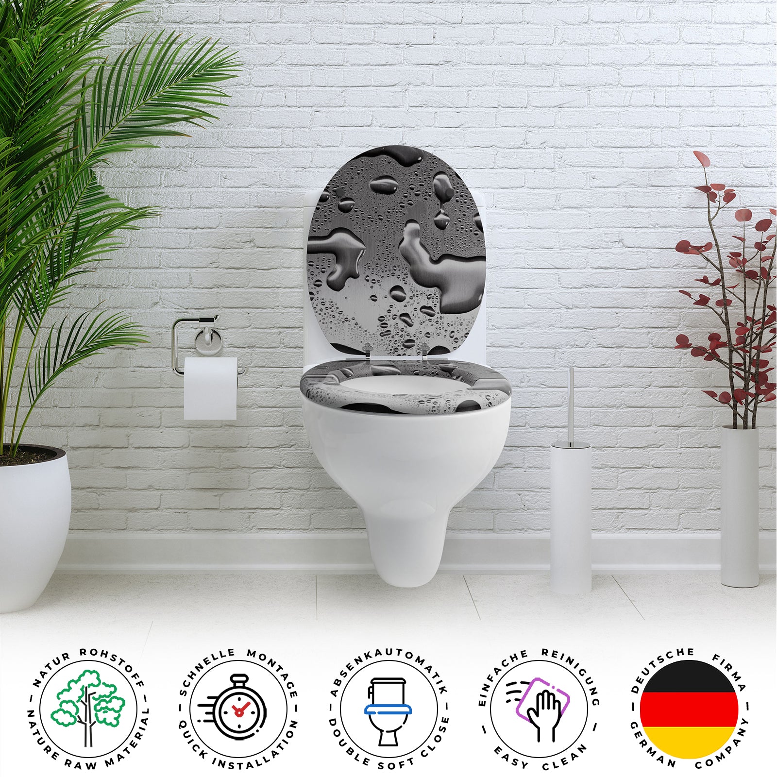Toilet Seat "Grey Splash" with Minor Blemishes