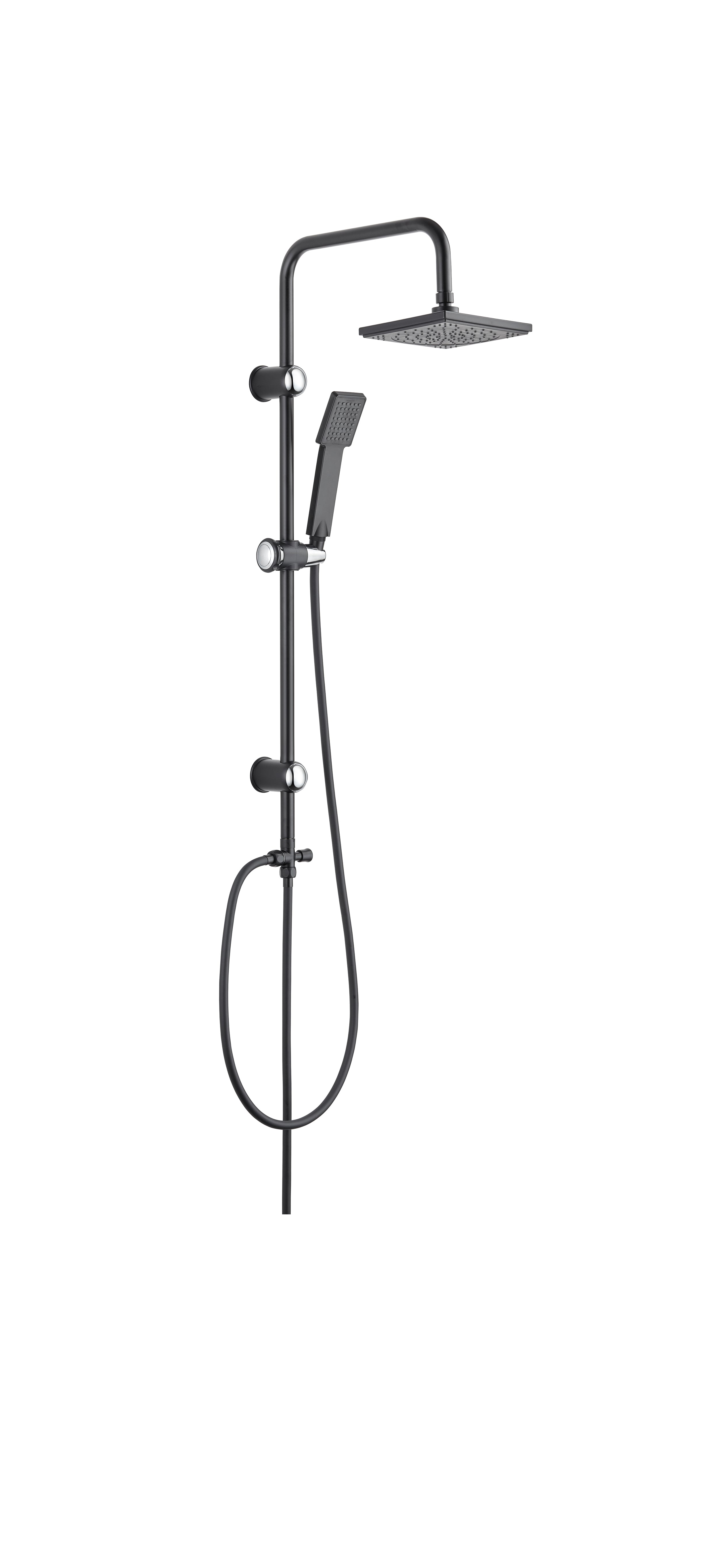 Moderne Duschsäule ohne Armatur mit Kopf- und Handbrause – Schwarz