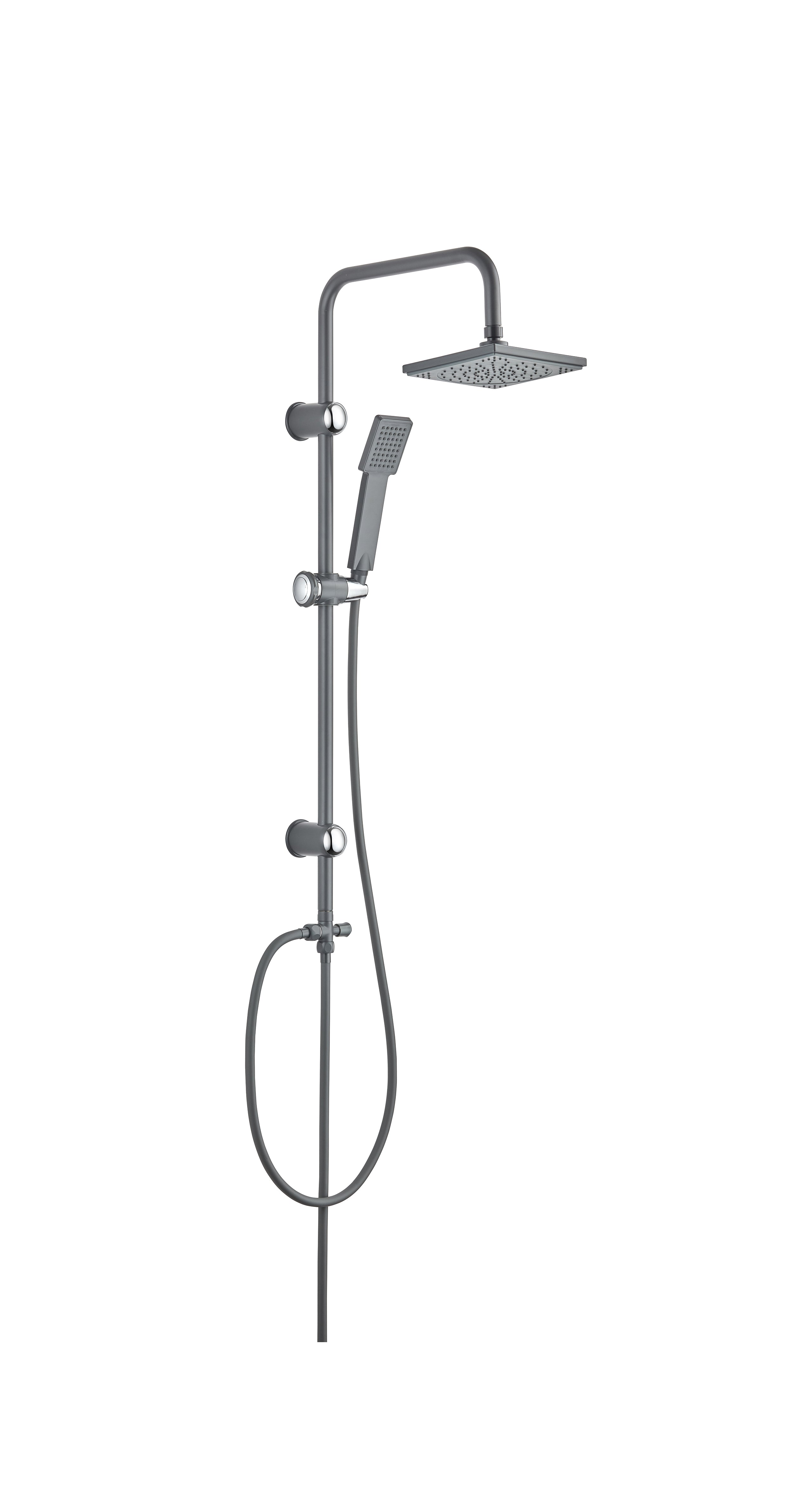 Moderne Duschsäule ohne Armatur mit Kopf- und Handbrause – Matt Dunkelgrau