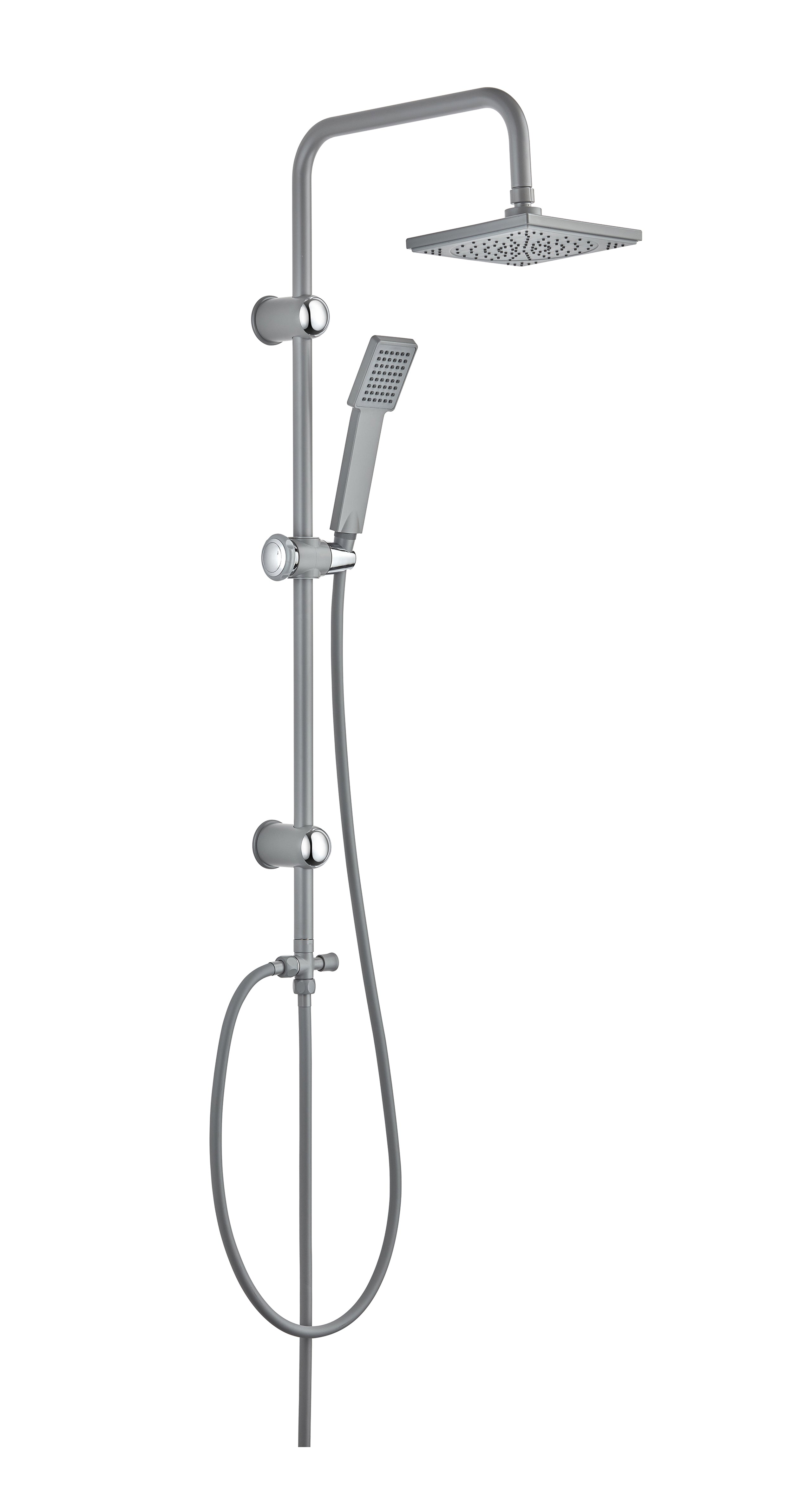 Moderne Duschsäule ohne Armatur mit Kopf- und Handbrause – Hellgrau