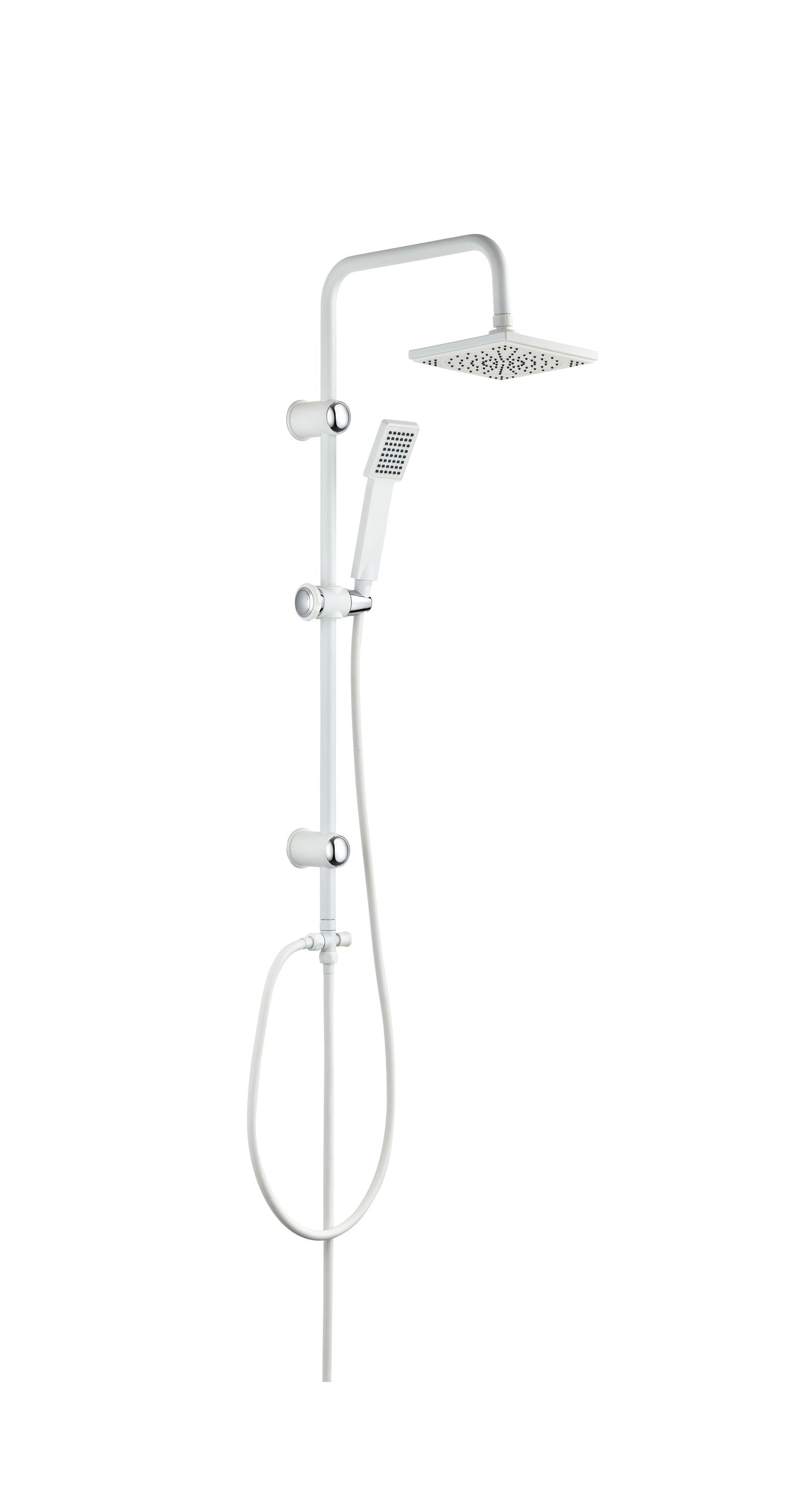 Moderne Duschsäule ohne Armatur mit Kopf- und Handbrause – Matt Weiß