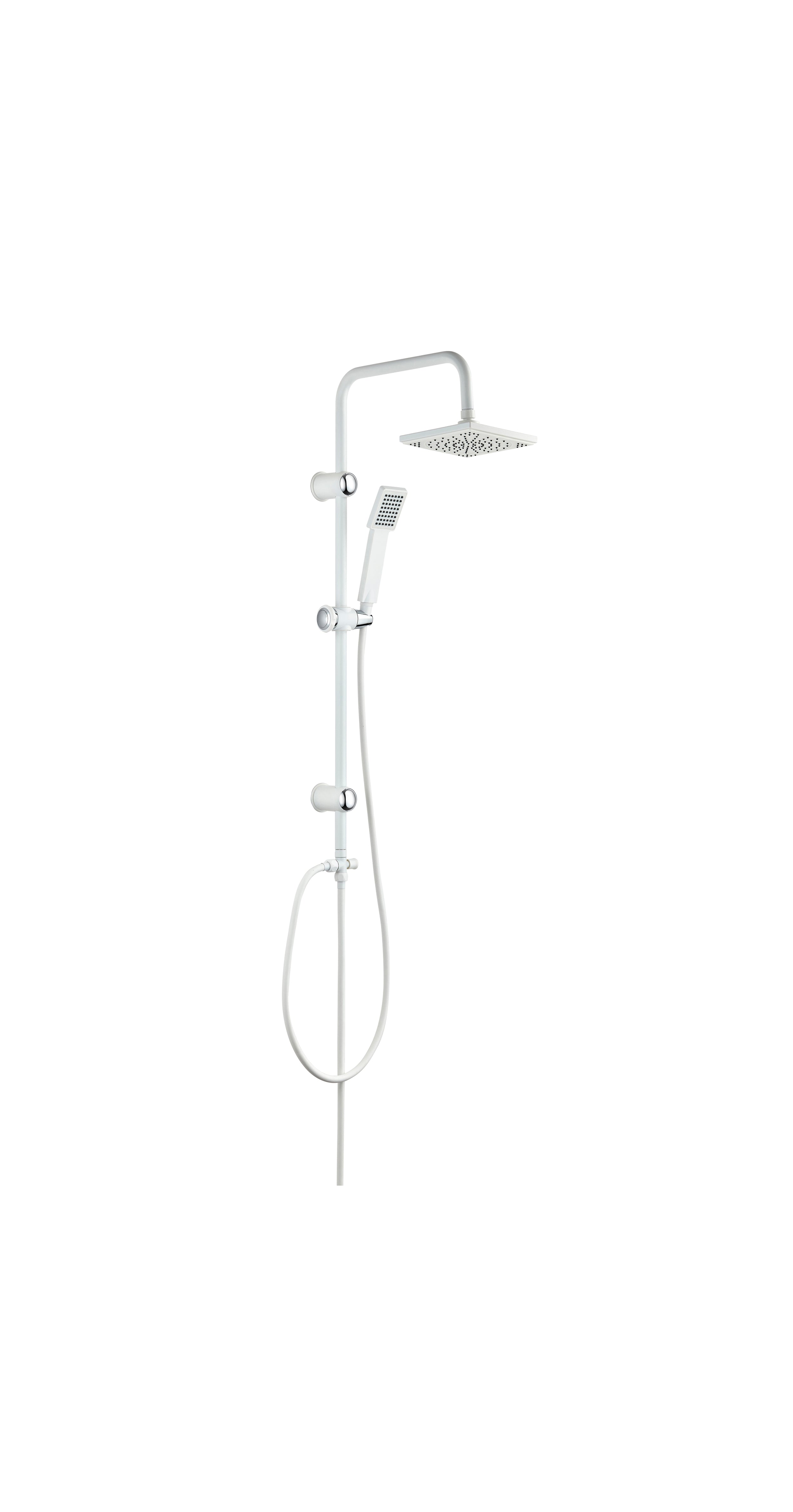 Moderne Duschsäule ohne Armatur mit Kopf- und Handbrause – Matt Weiß