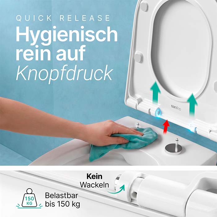 WC-Sitz aus Duroplast mit Absenkautomatik und Schnellverschluss "D-Luxe"