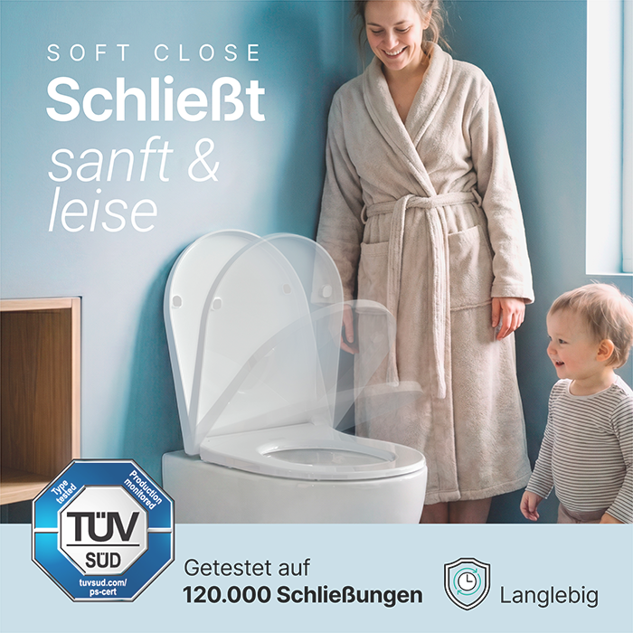 WC-Sitz aus Duroplast mit Absenkautomatik und Schnellverschluss "D-Luxe"