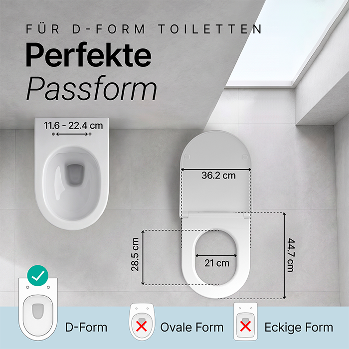 WC-Sitz aus Duroplast mit Absenkautomatik und Schnellverschluss "D-Luxe"