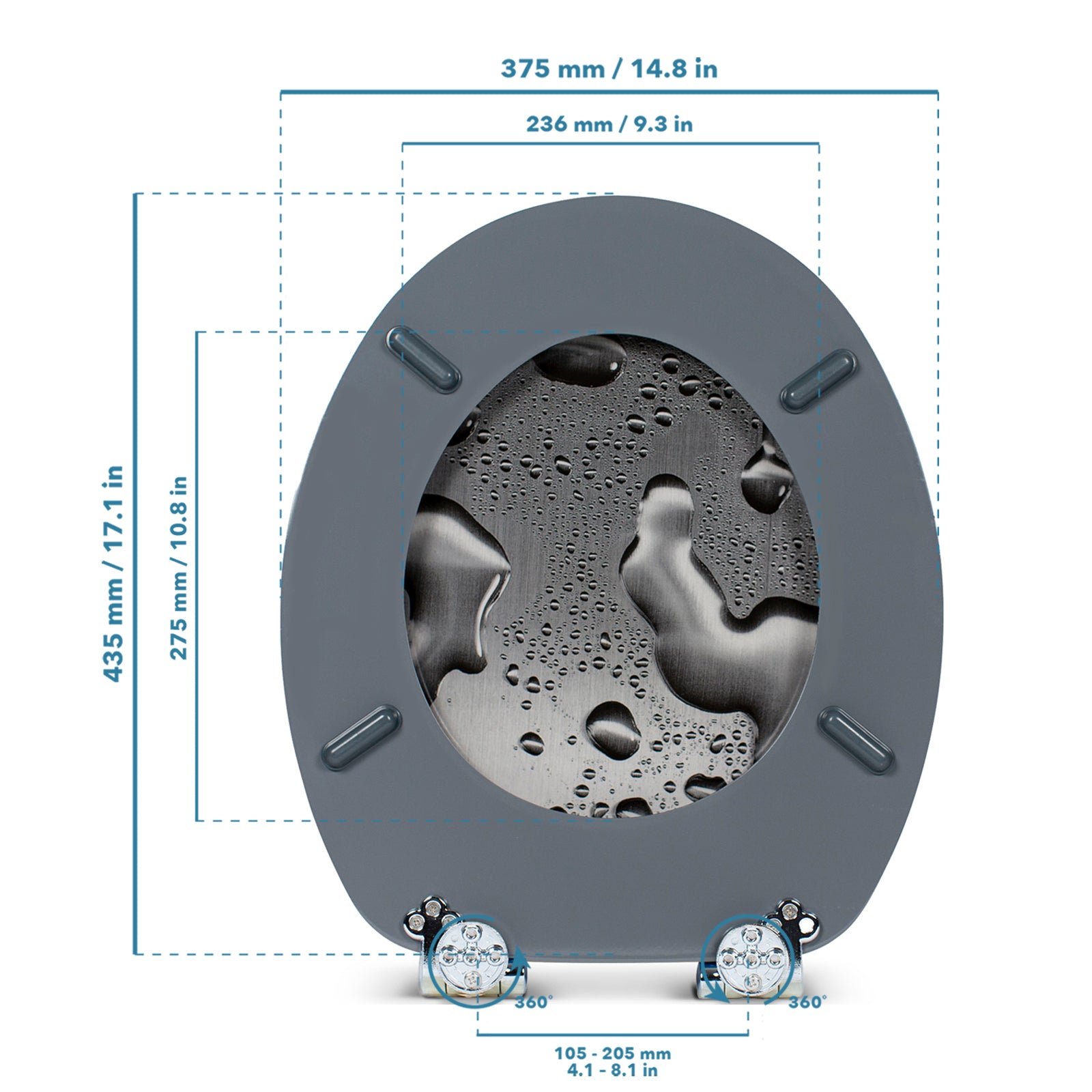 Toilet Seat "Grey Splash" with Minor Blemishes