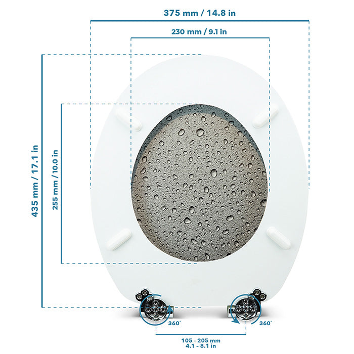 Toilet Seat "Grey Splash II" with Minor Blemishes