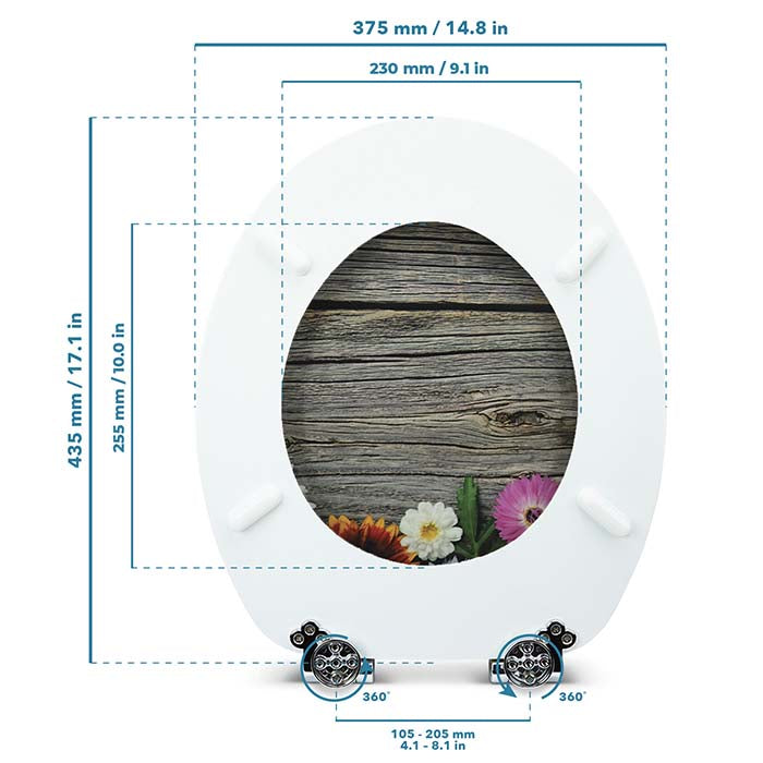 Wooden Toilet Seat with Soft-Close "Alp Flower"