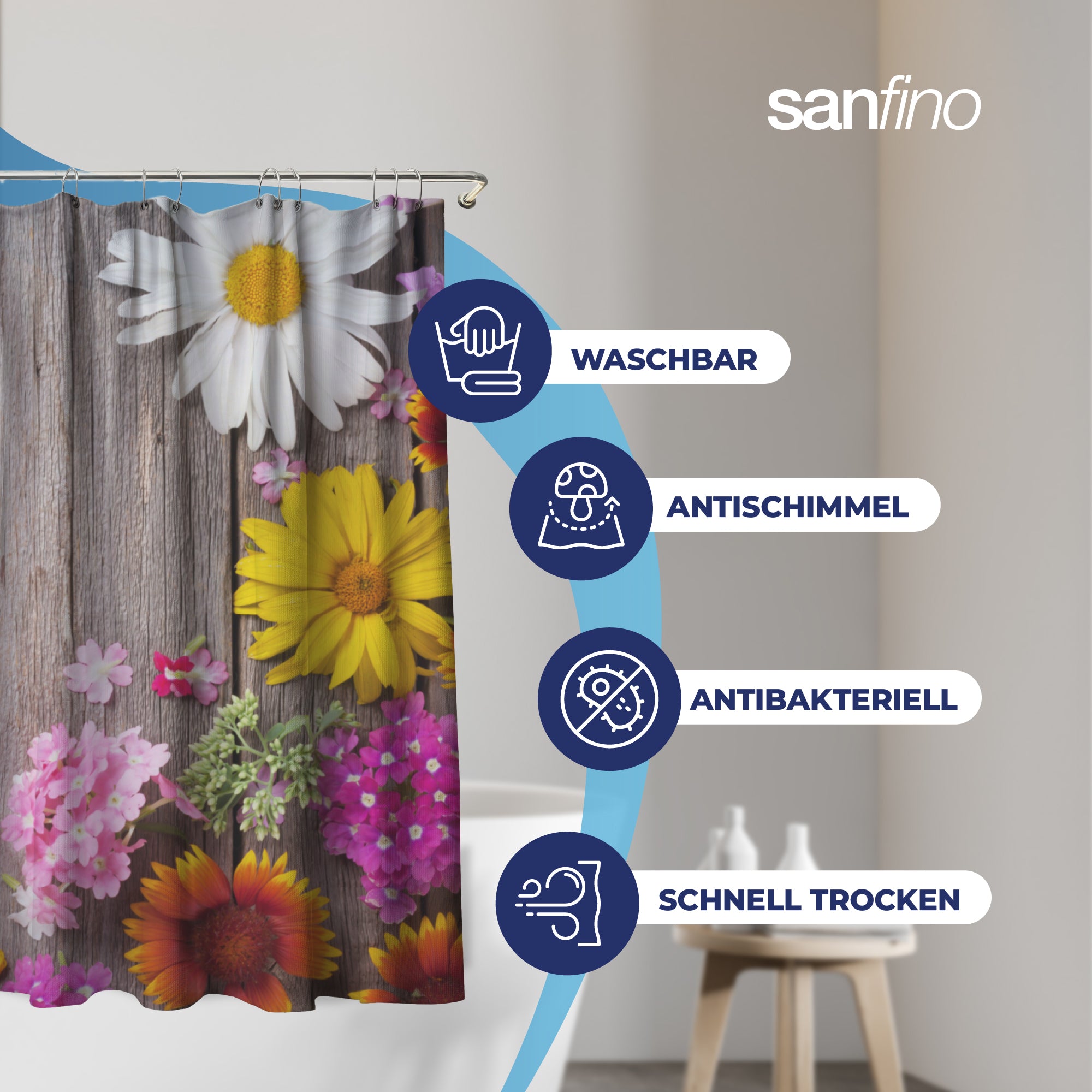 Shower curtain with motif "Alp Meadow"