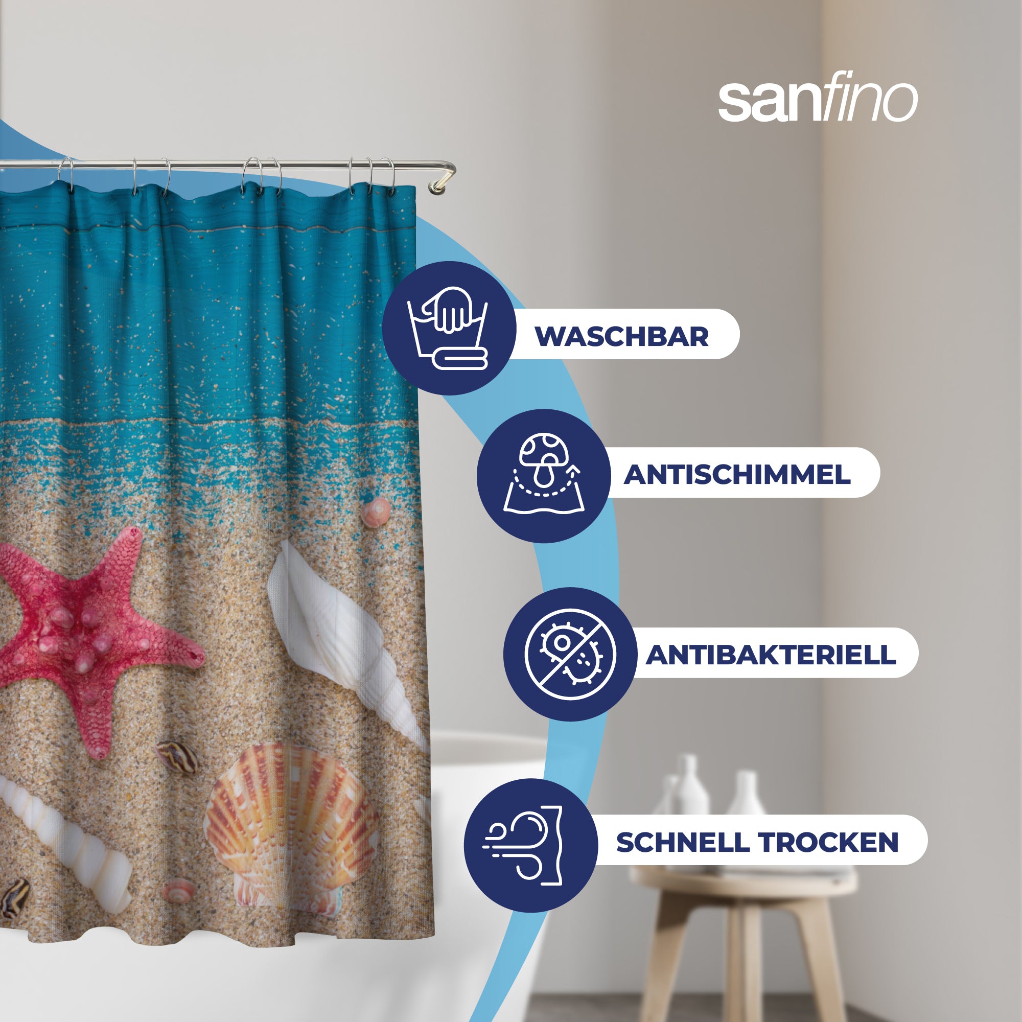 Shower curtain with "Red Star" motif