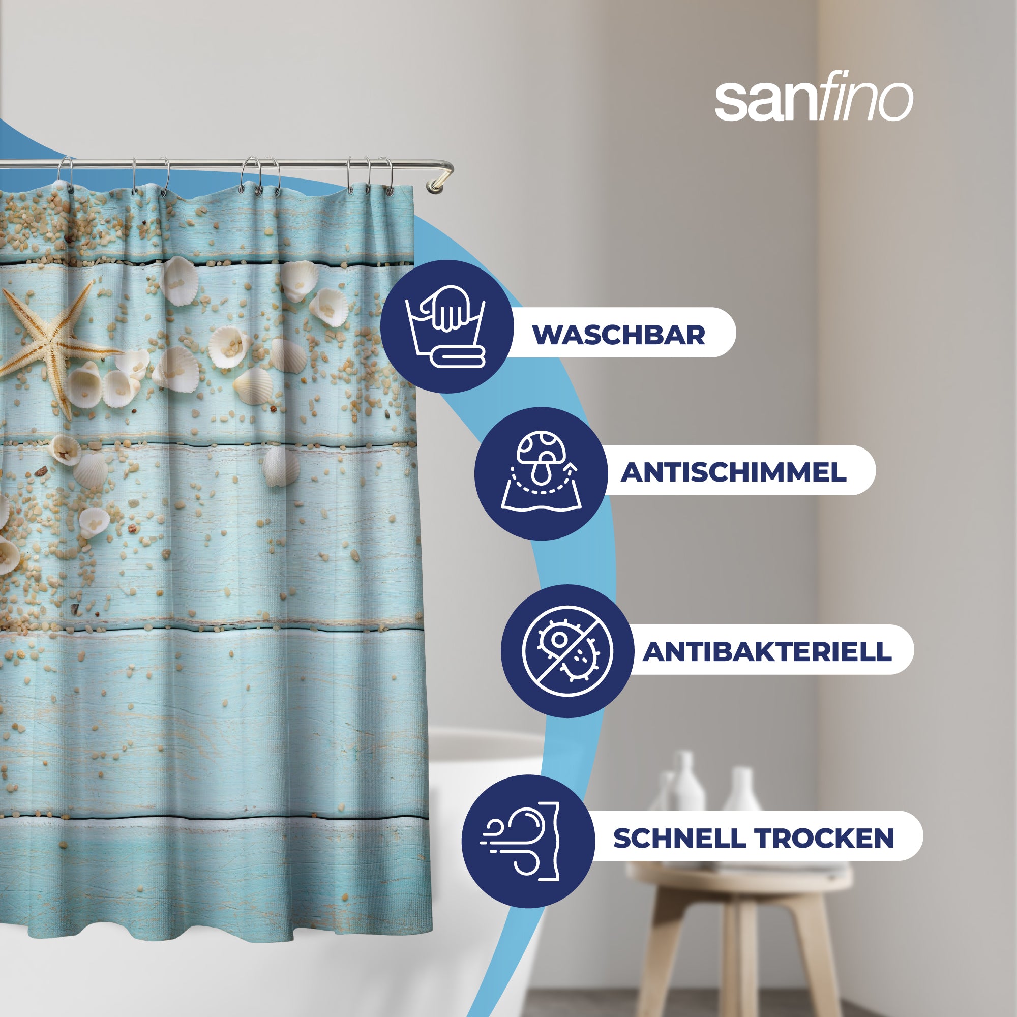 Shower curtain with motif "Caribbean Blue"