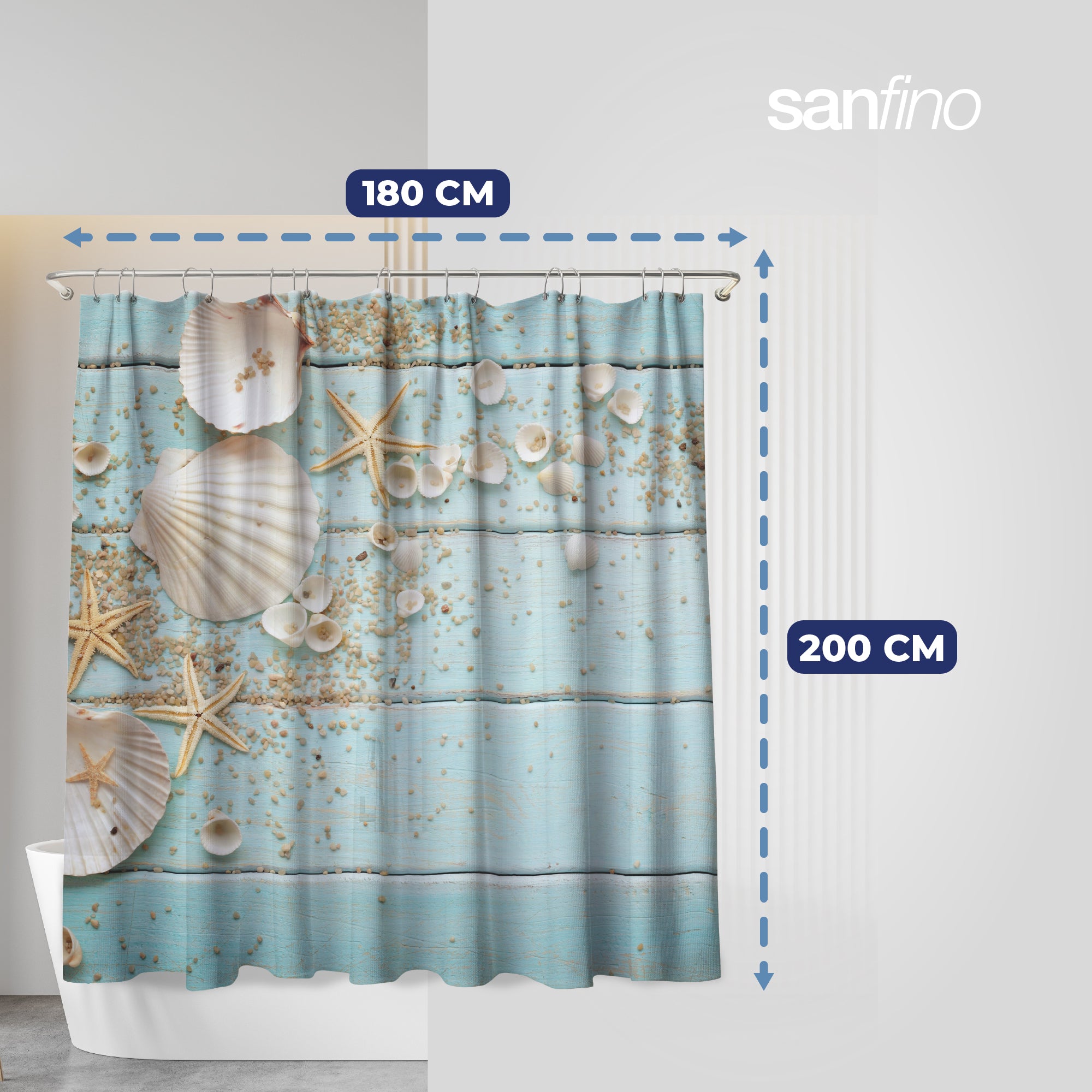 Shower curtain with motif "Caribbean Blue"