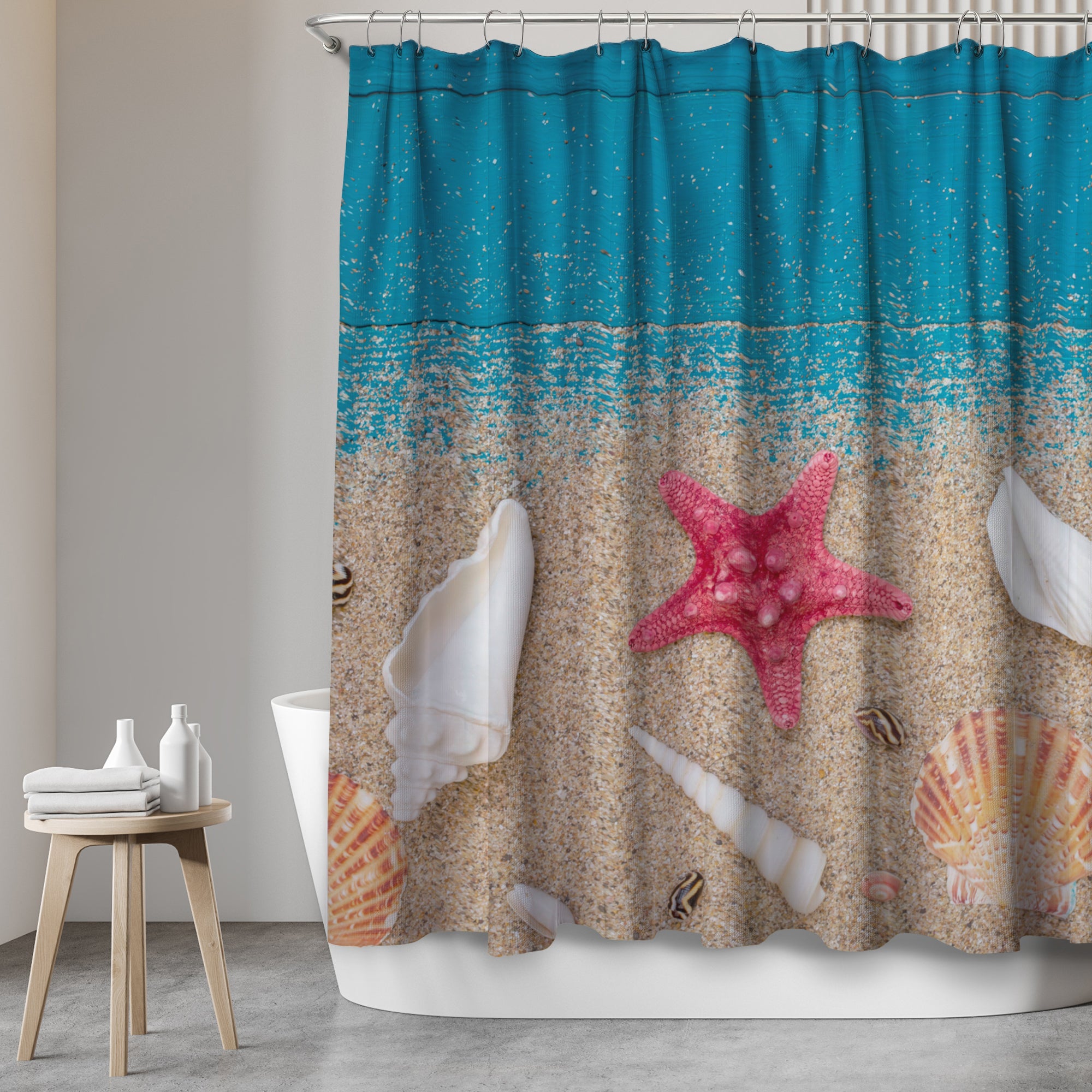 Shower curtain with "Red Star" motif
