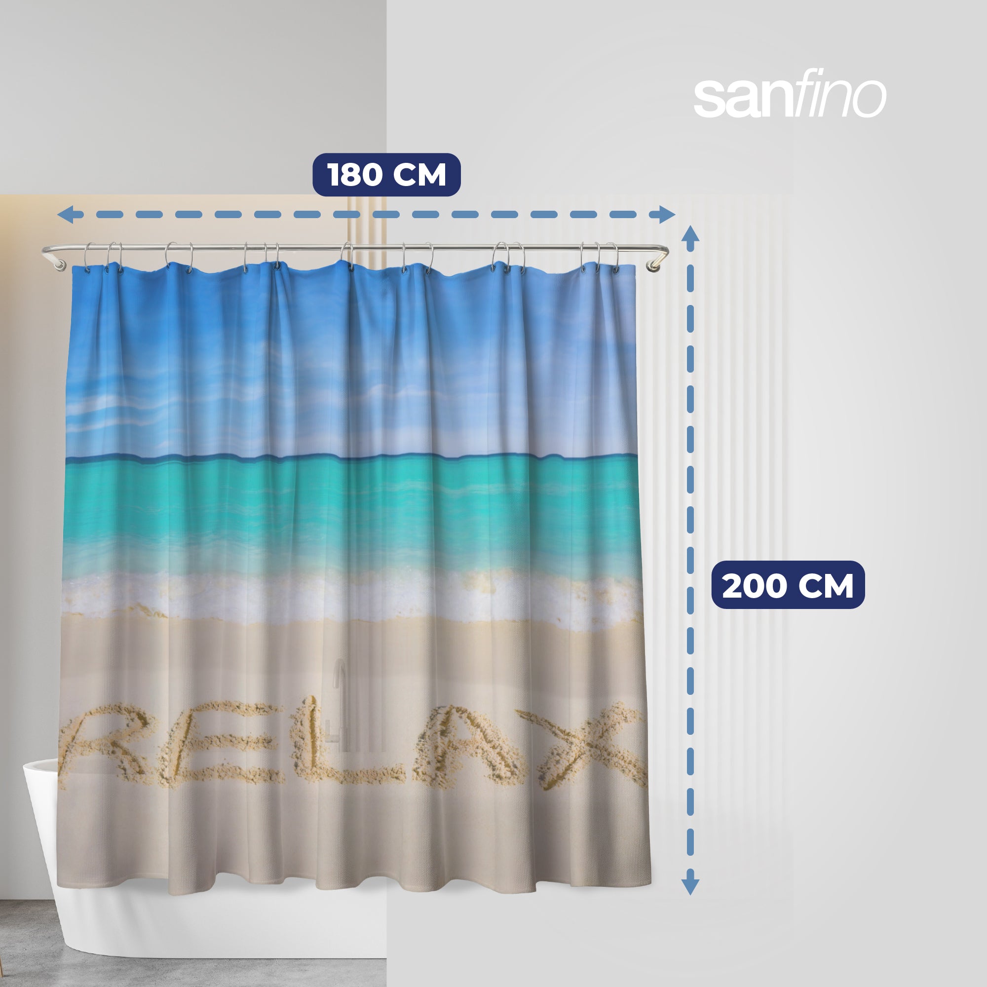 Shower curtain with motif "Take It Easy"