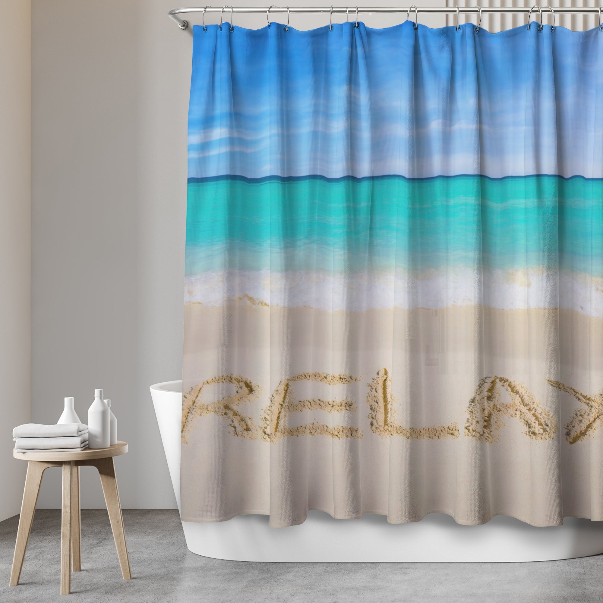 Shower curtain with motif "Take It Easy"