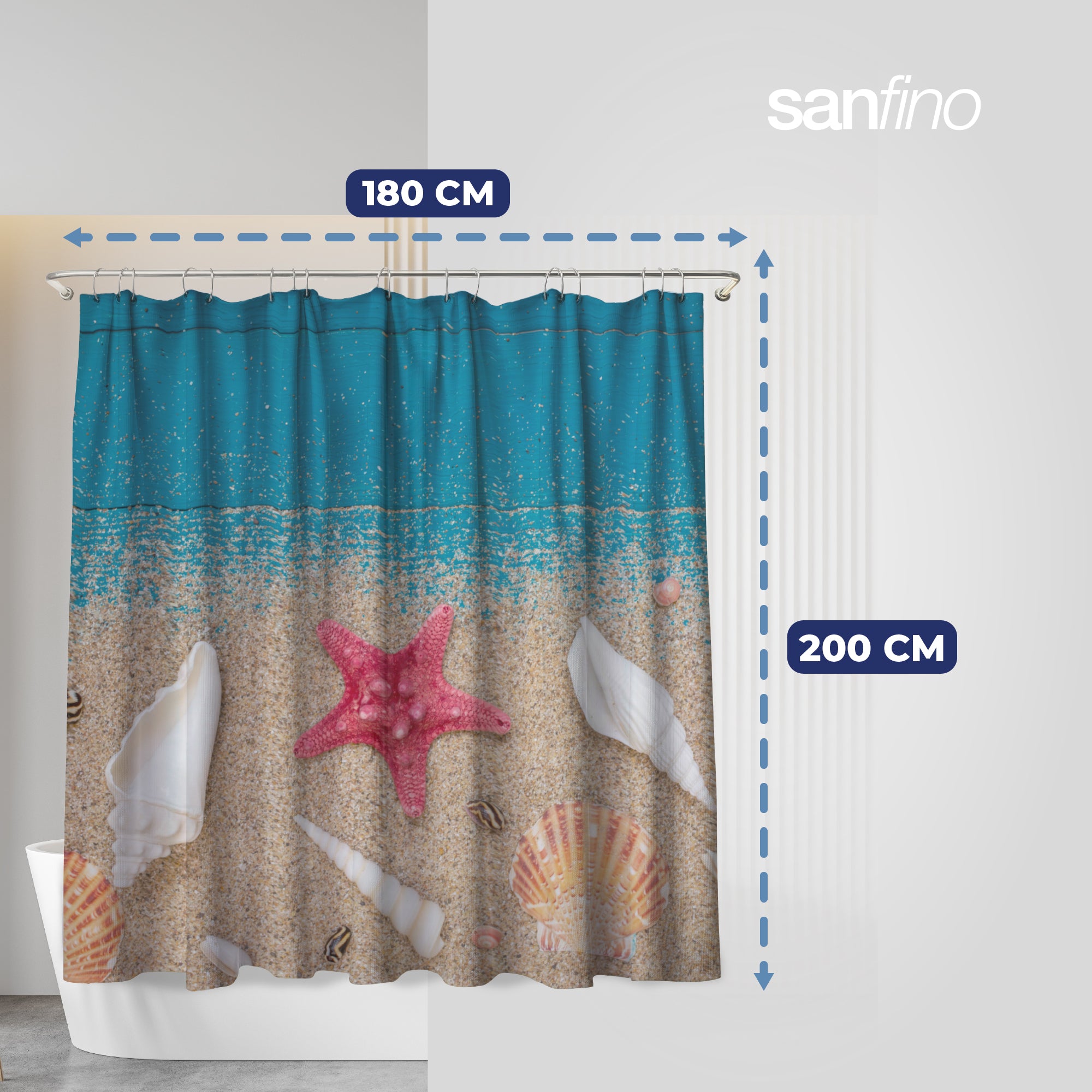Shower curtain with "Red Star" motif