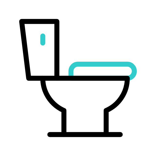 Bewegliches Icon, welches eine Toilette zeigt mit doppelter Absenkautomatik
