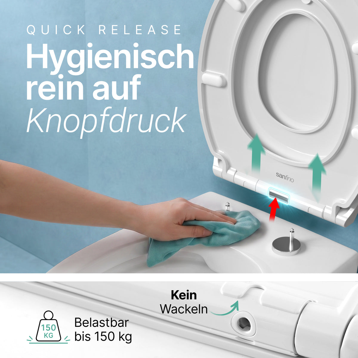 Duroplast WC-Sitz Oval mit Absenkautomatik & abnehmbarem Kindersitz | Child Ease