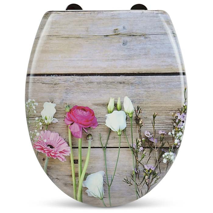 Thermoset Toilet Seat with Soft-Close "Alm Flowers"