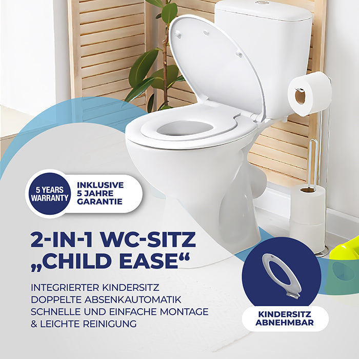 Thermoset Toilet seat with soft-close & integrated child seat ‘Child Ease’