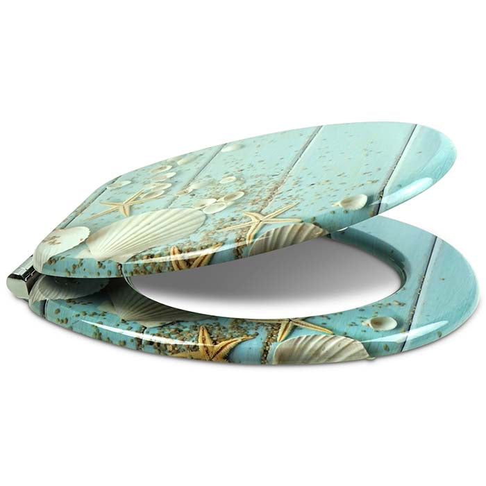 Wooden Toilet Seat with Soft-Close "Caribbean Blue"