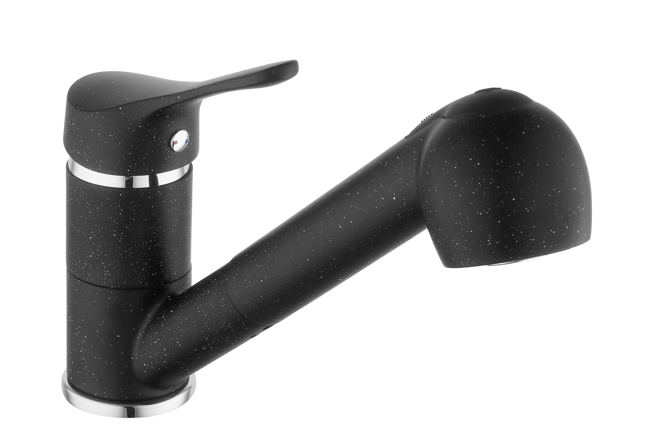 Hochdruck-Küchenarmatur mit herausziehbarer Brause in Schwarz