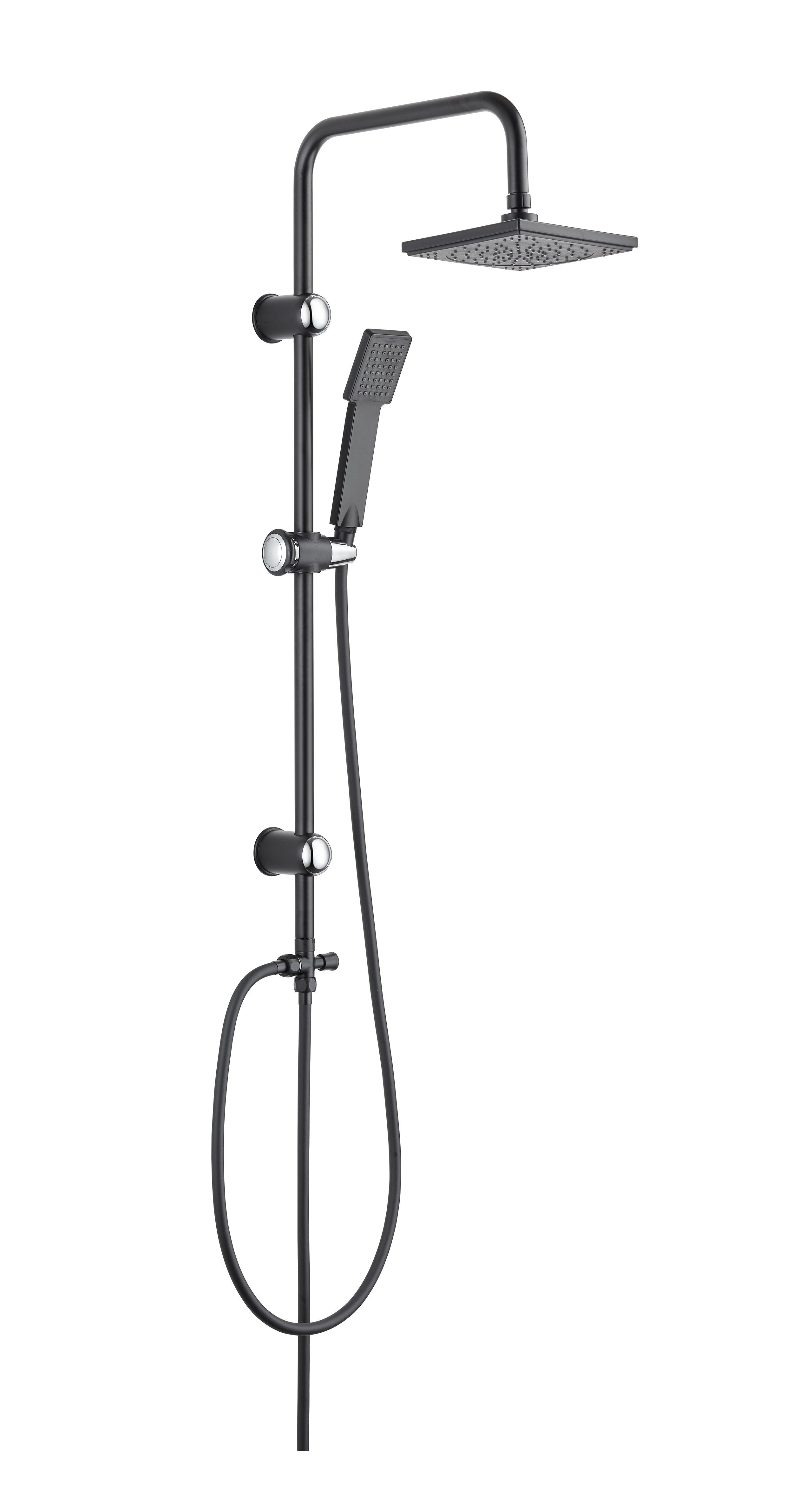 Moderne Duschsäule ohne Armatur mit Kopf- und Handbrause – Schwarz