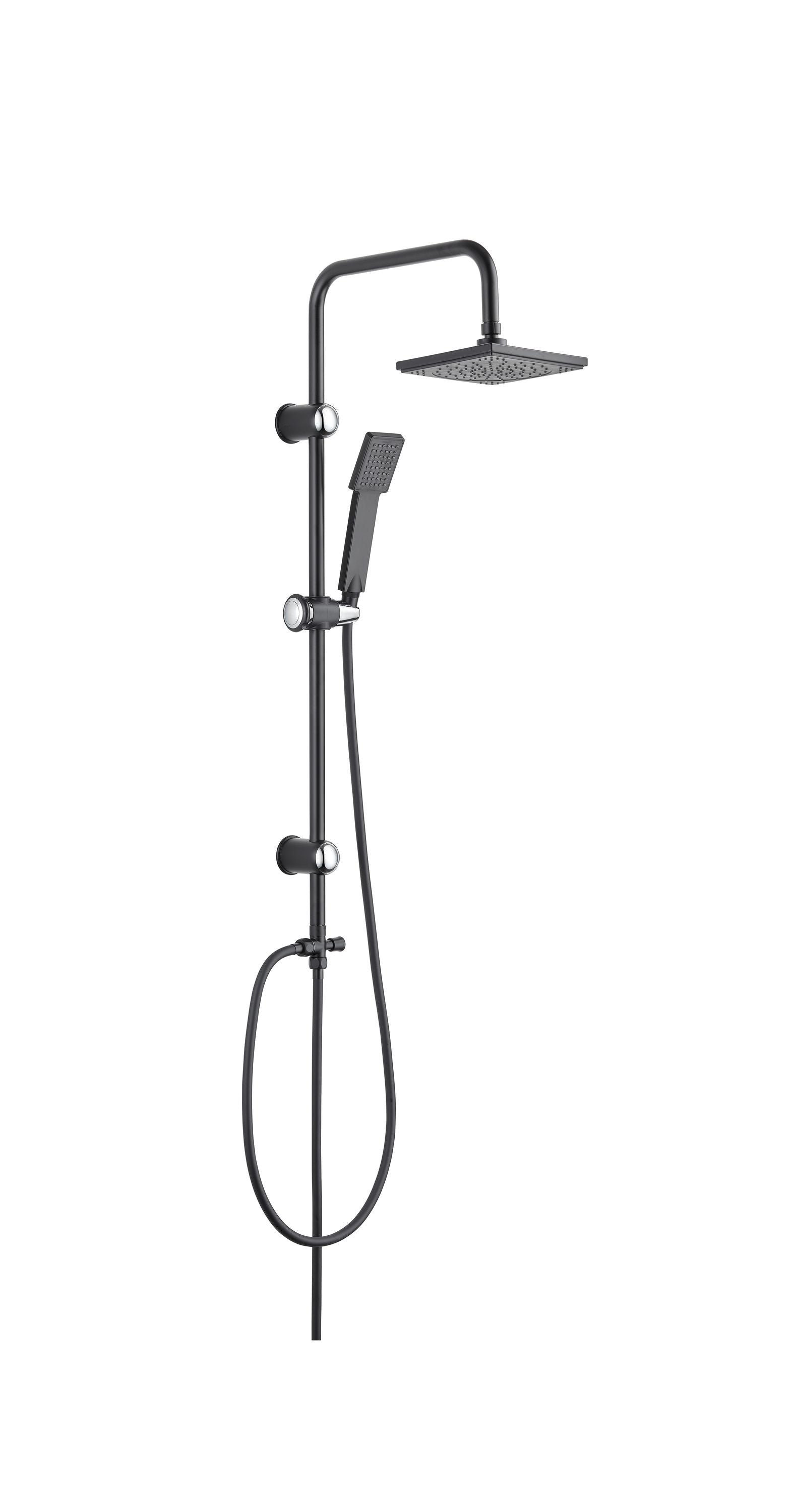 Moderne Duschsäule ohne Armatur mit Kopf- und Handbrause – Schwarz