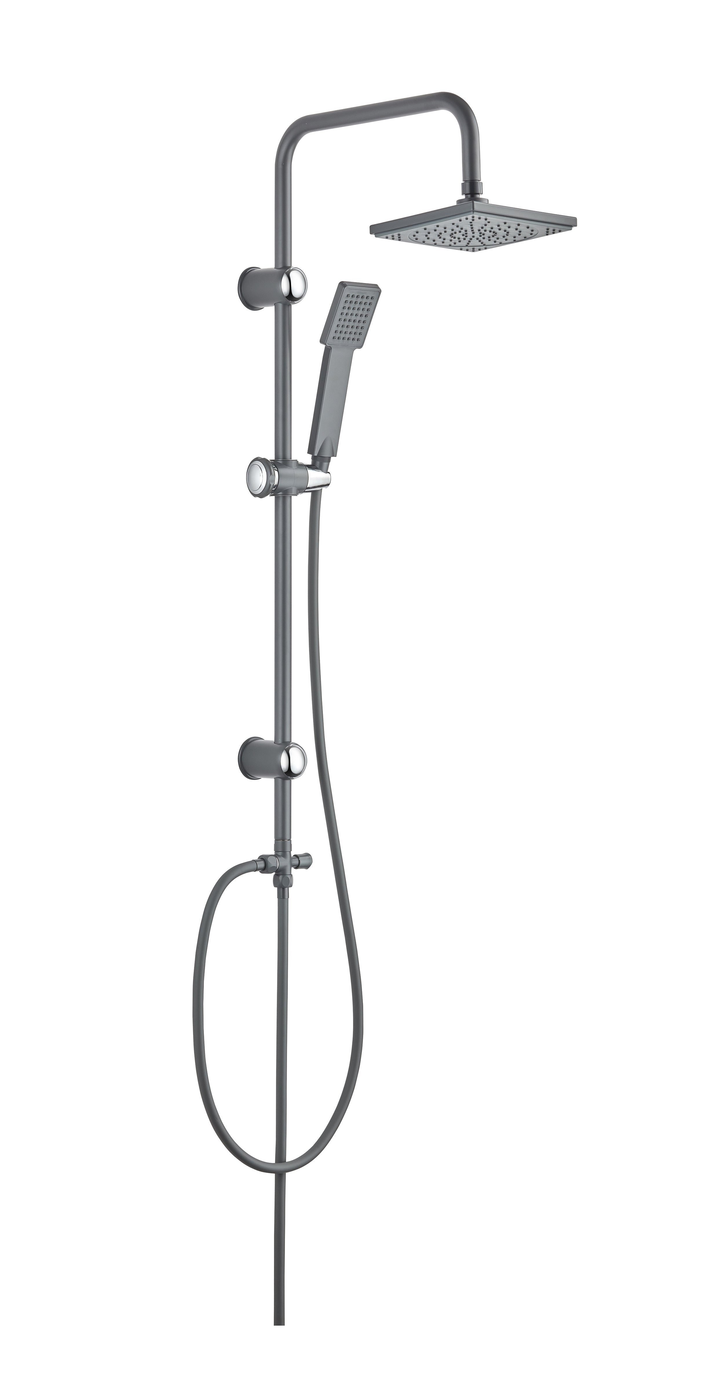 Moderne Duschsäule ohne Armatur mit Kopf- und Handbrause – Matt Dunkelgrau