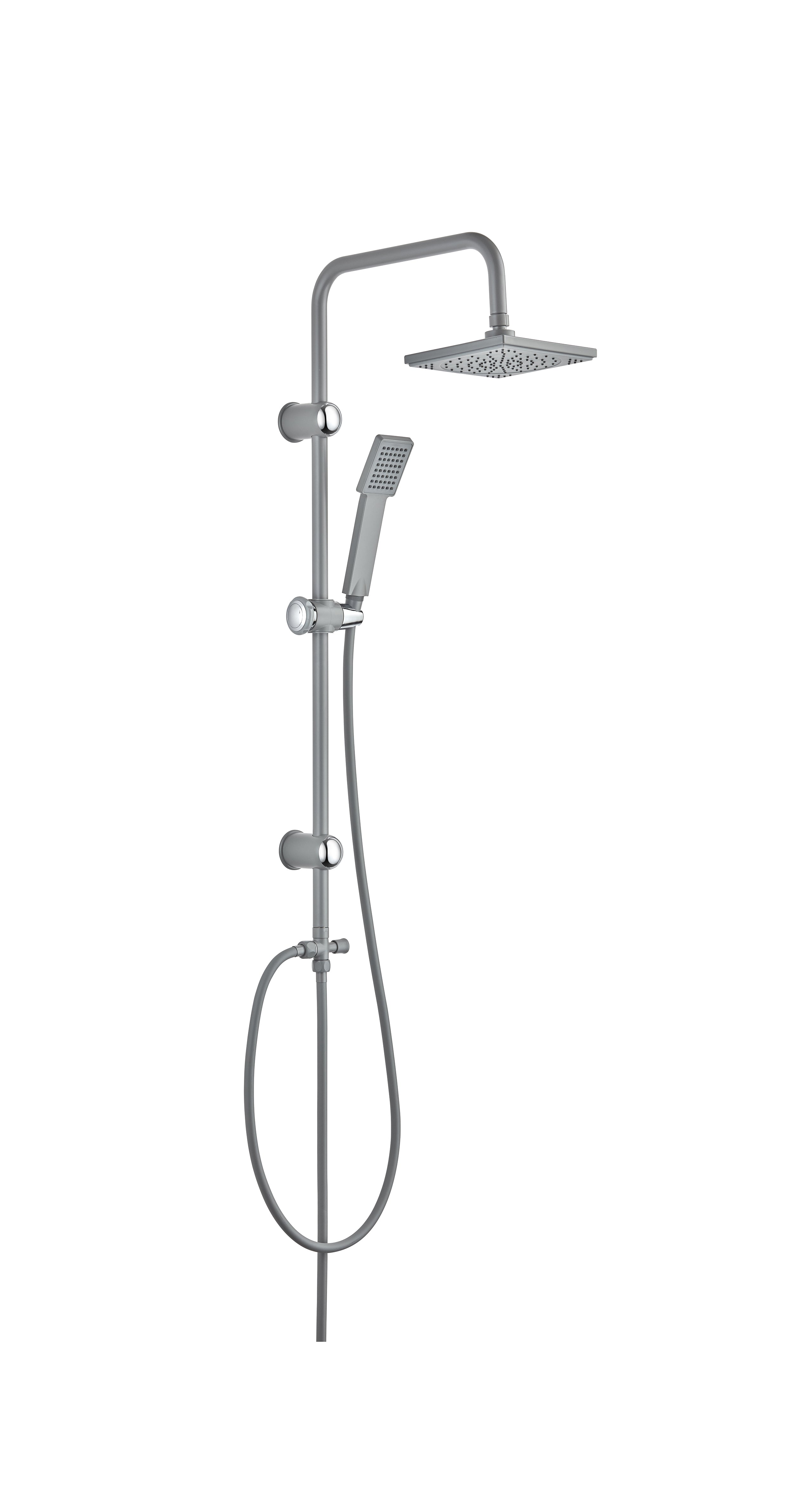 Moderne Duschsäule ohne Armatur mit Kopf- und Handbrause – Hellgrau