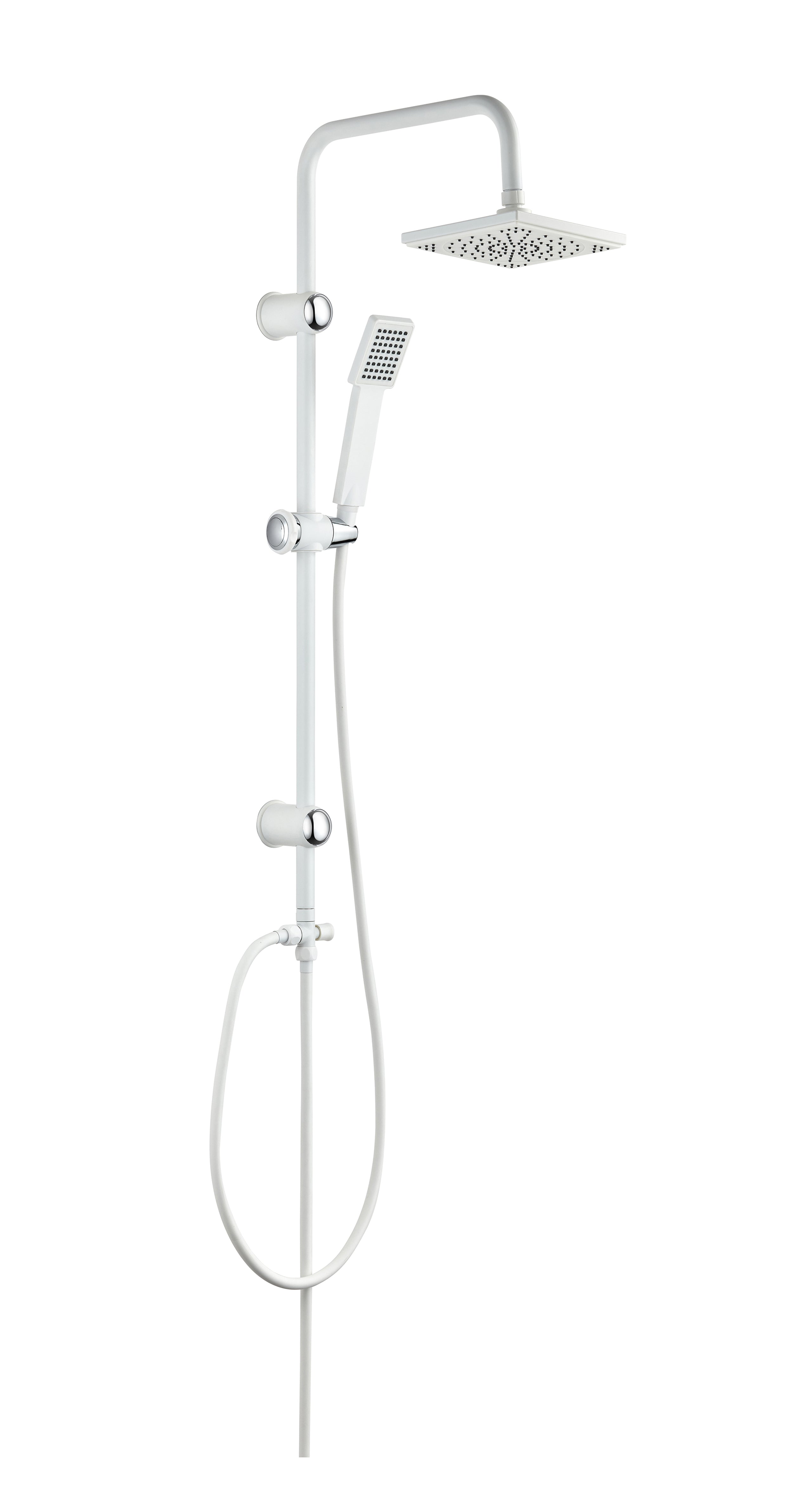 Moderne Duschsäule ohne Armatur mit Kopf- und Handbrause – Matt Weiß