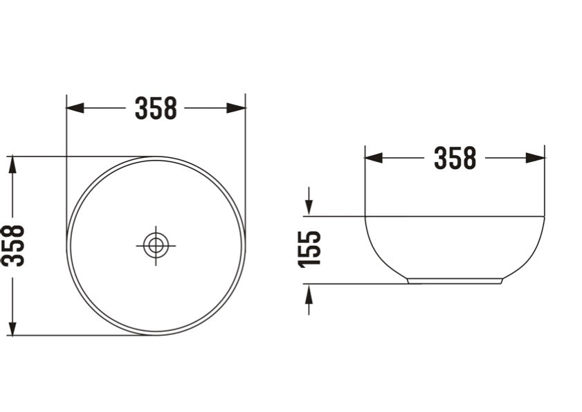 Aufsatzwaschbecken rund Ø 35,8 cm in Silber aus Keramik