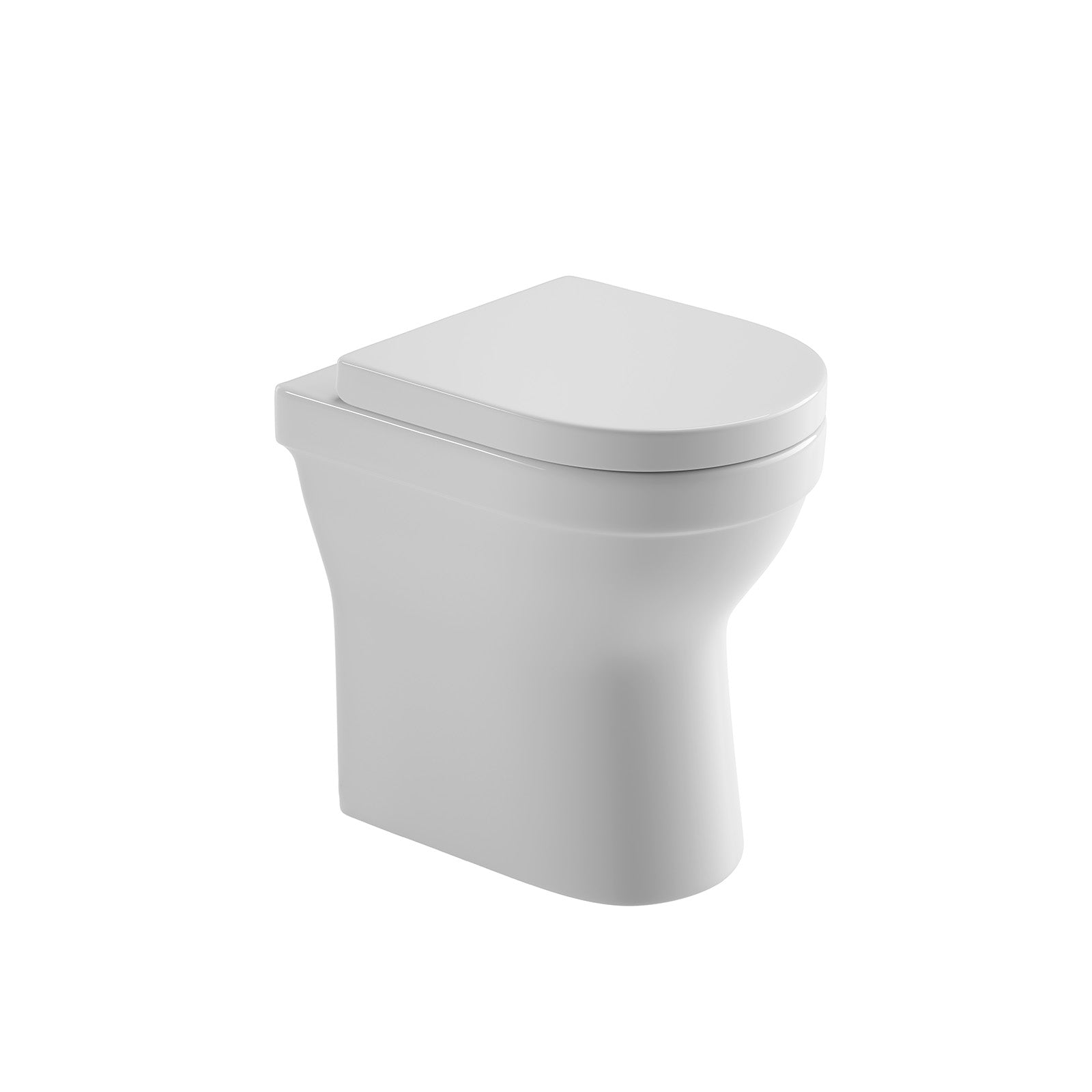 Spülrandloses erhöhtes Stand-WC „Cozy“ als Tiefspüler mit waagerechtem Abgang in Weiß glänzend