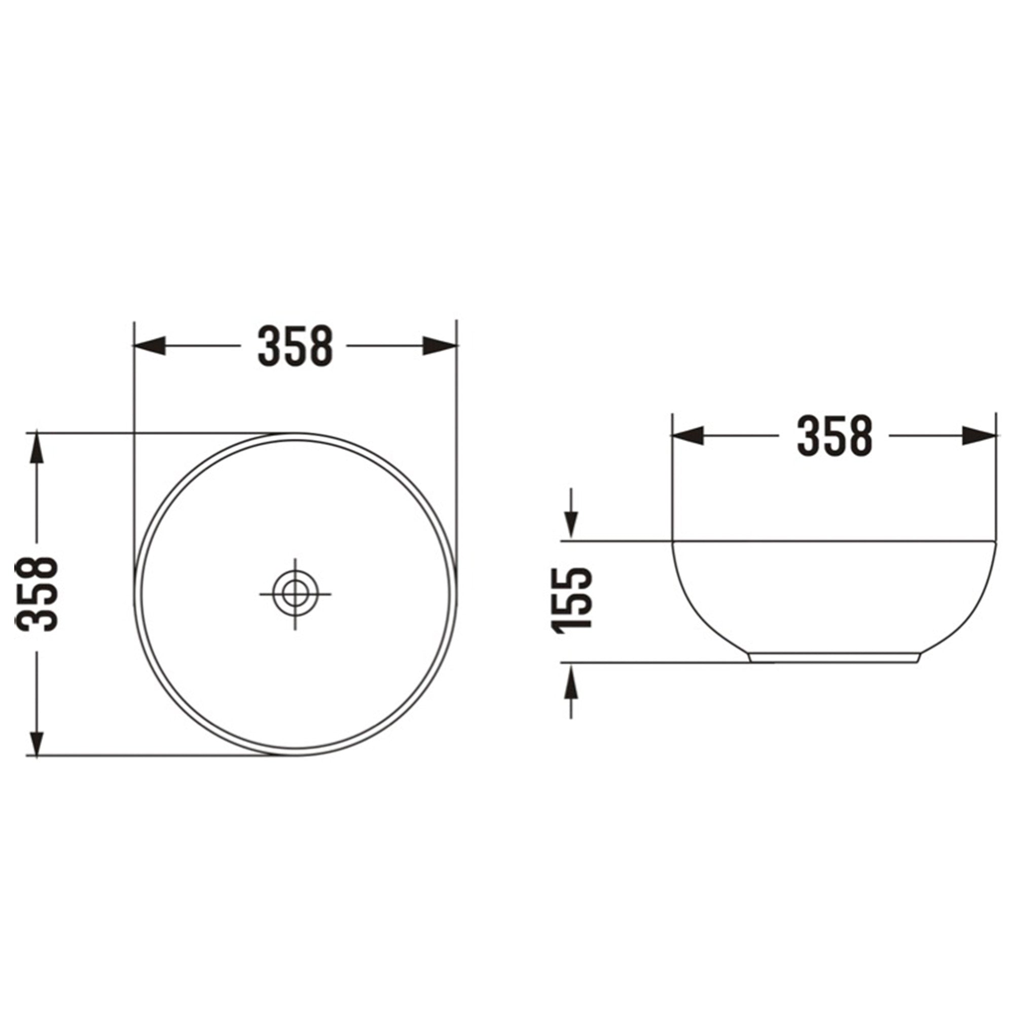 Aufsatzwaschbecken rund Ø 35,8 cm in Mattgold aus Keramik