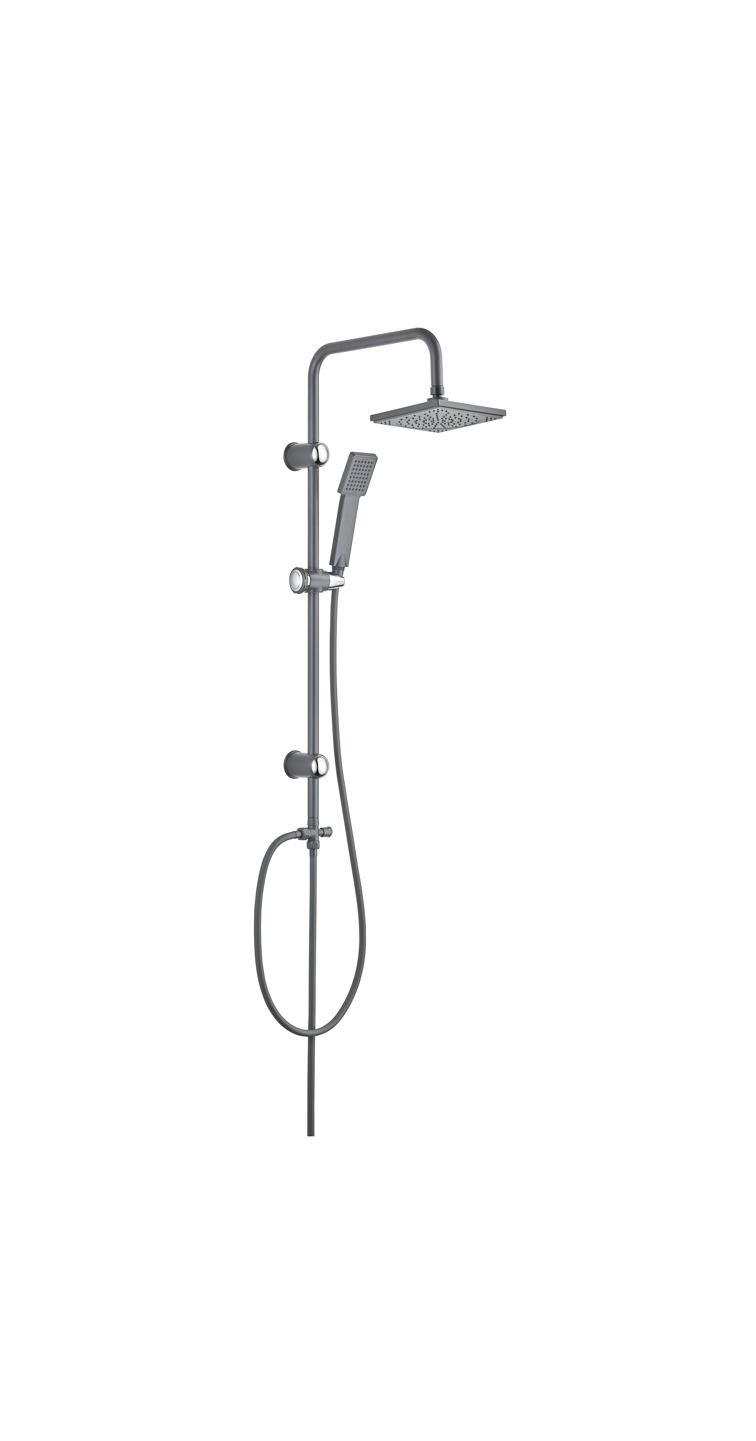 Moderne Duschsäule ohne Armatur mit Kopf- und Handbrause – Matt Dunkelgrau