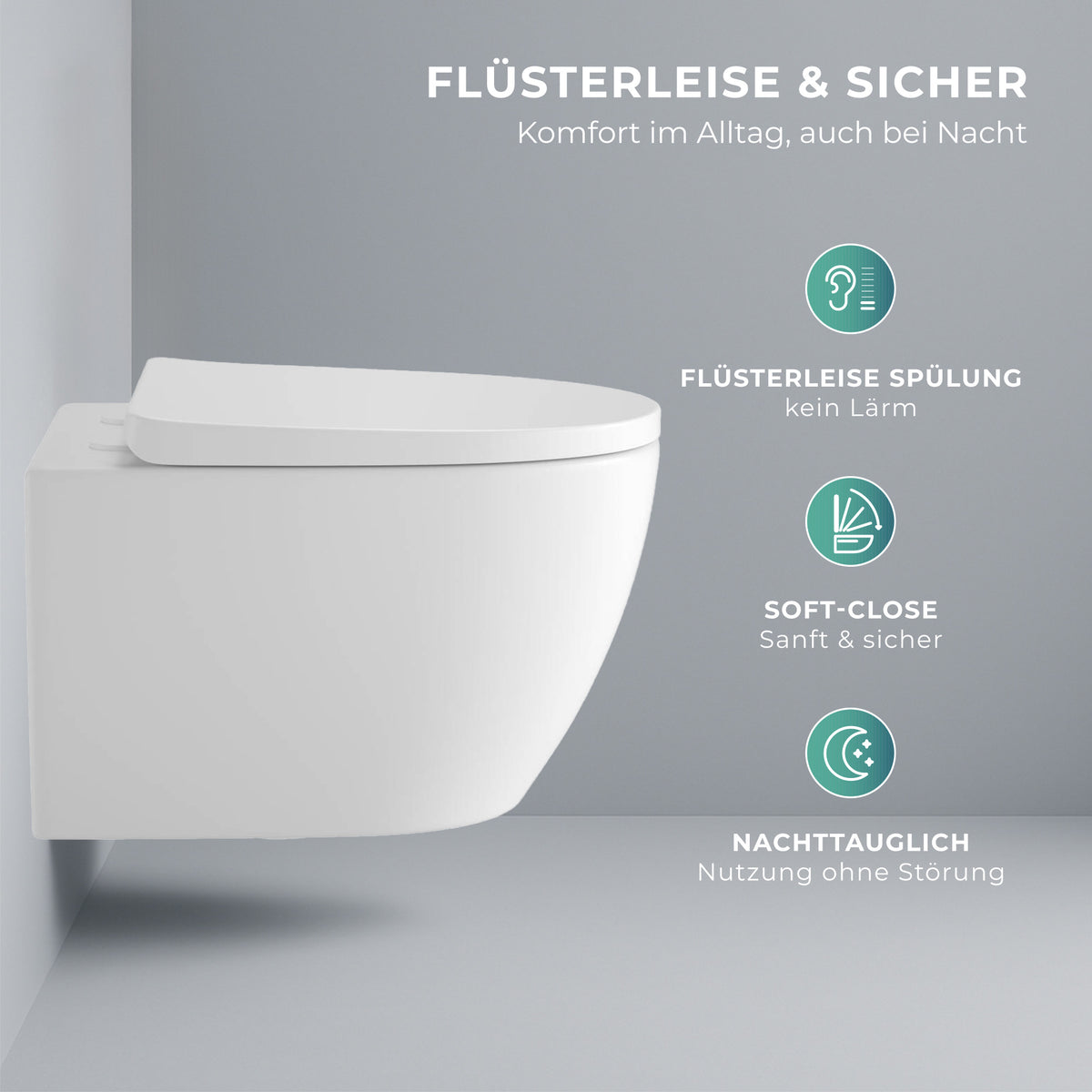 Spülrandloses Wand-WC "TornadoV" mit 360° SuperSpin-Spülung in Matt-Weiß