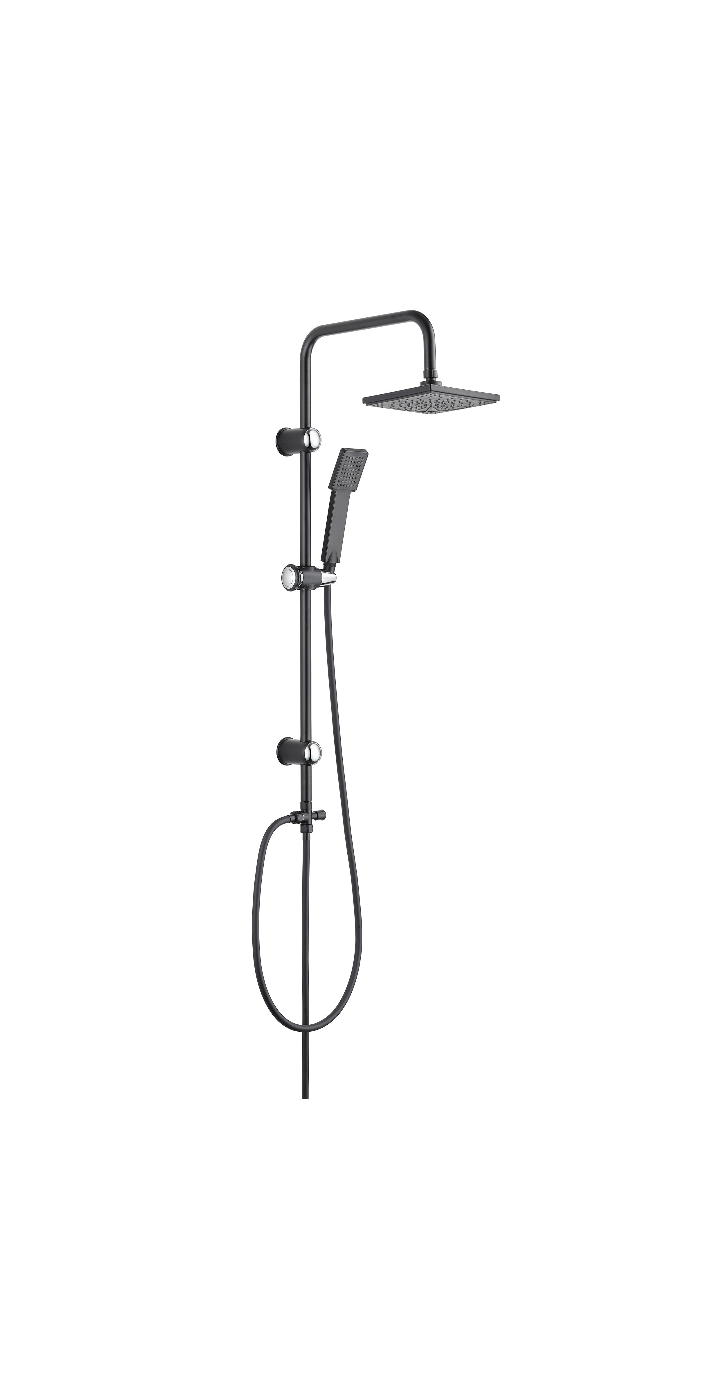 Moderne Duschsäule ohne Armatur mit Kopf- und Handbrause – Schwarz