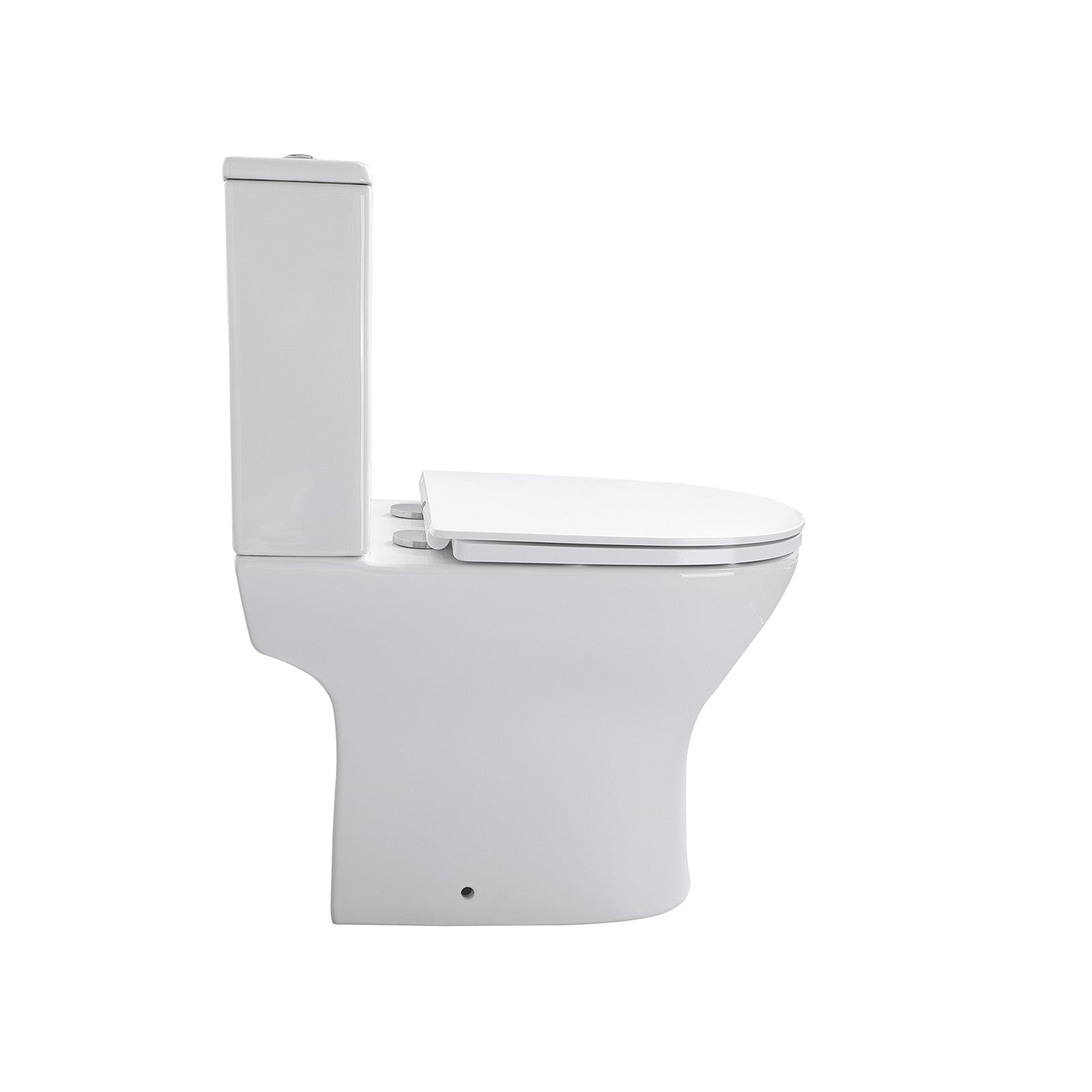 Spülrandlose Stand-WC-Kombination in D-Form mit Spülkasten & Soft-Close WC-Sitz in Weiß glänzend