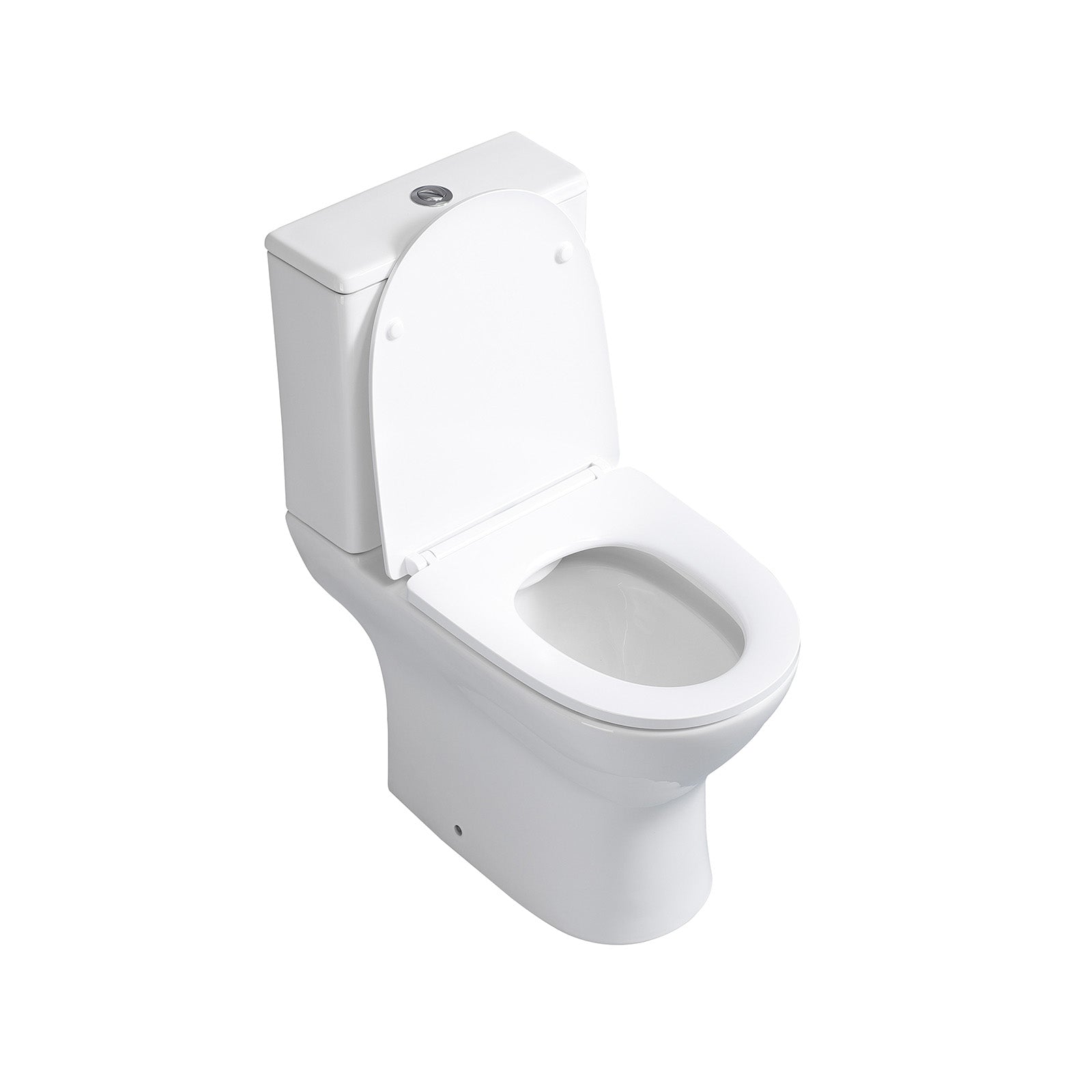 Spülrandlose Stand-WC-Kombination in D-Form mit Spülkasten & Soft-Close WC-Sitz in Weiß glänzend