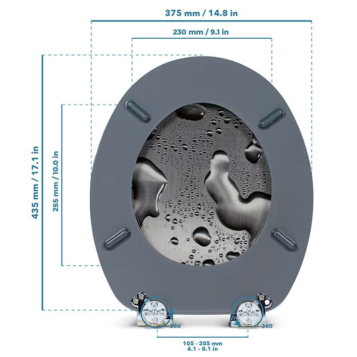 Wooden Toilet Seat with Soft-Close "Gray Splash"