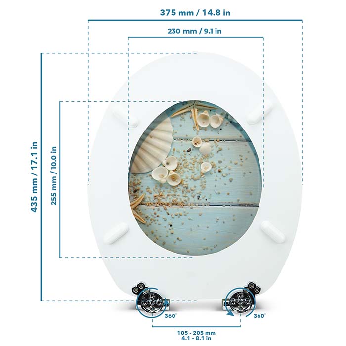 WC Sitz aus Holz mit Absenkautomatik "Caribbean Blue"