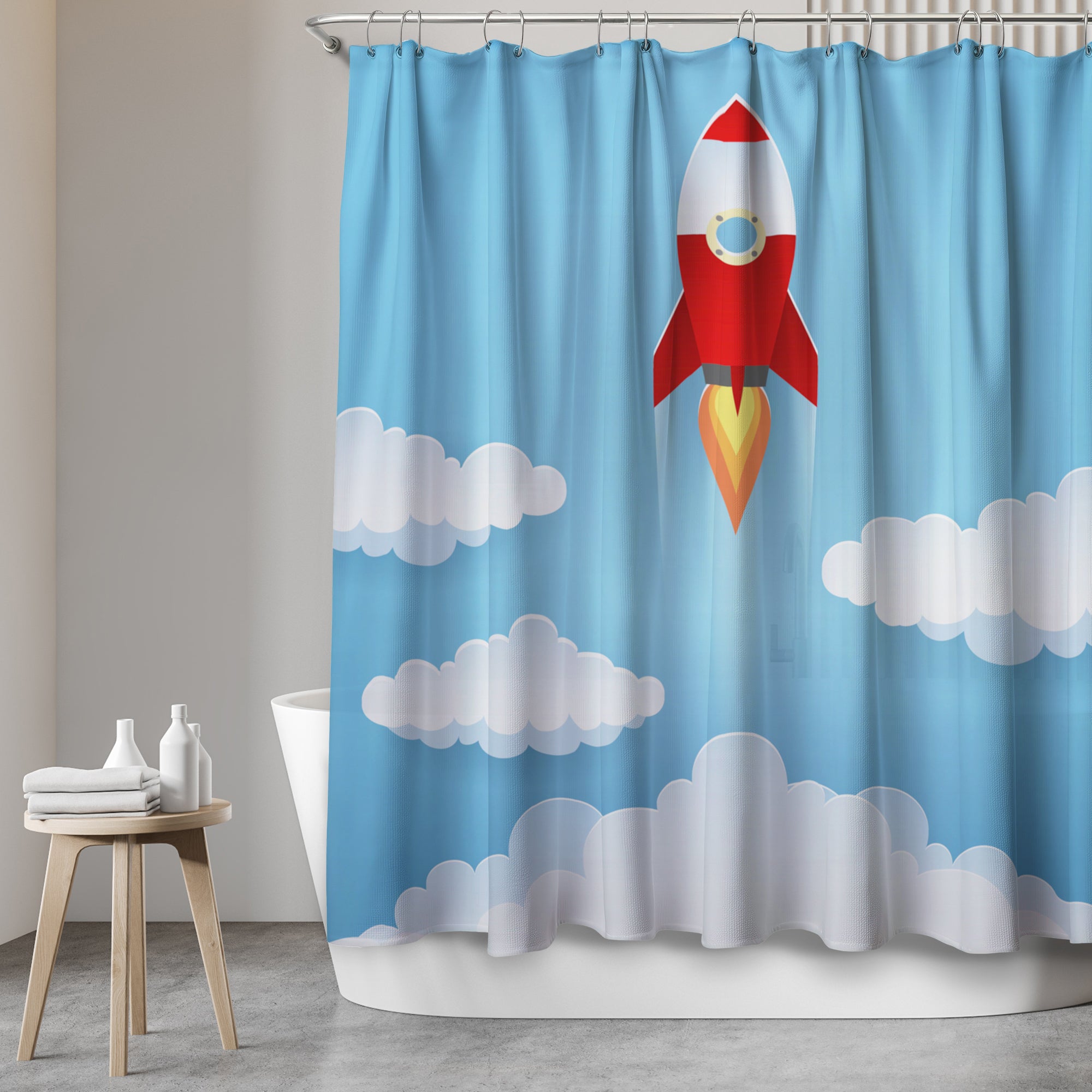 Duschvorhang mit Motiv "Rocket"